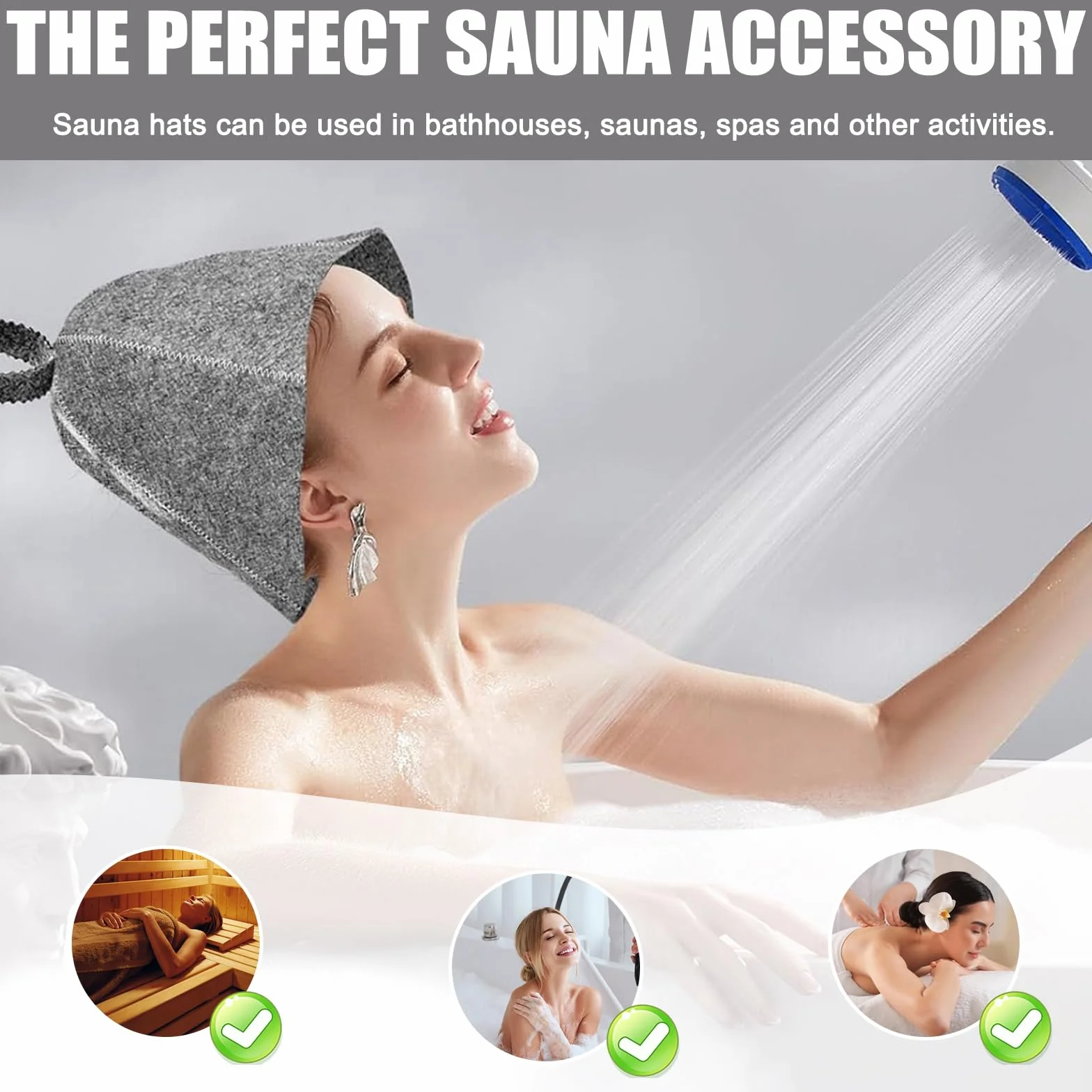 2 sztuki kapeluszy do sauny, czapka do sauny, czapka do sauny, filcowy, zabawny kapelusz filcowy, do sauny, czapka z filcu, łatwa do zawieszenia, oddychająca, uniwersalna, akcesoria dla kobiet i