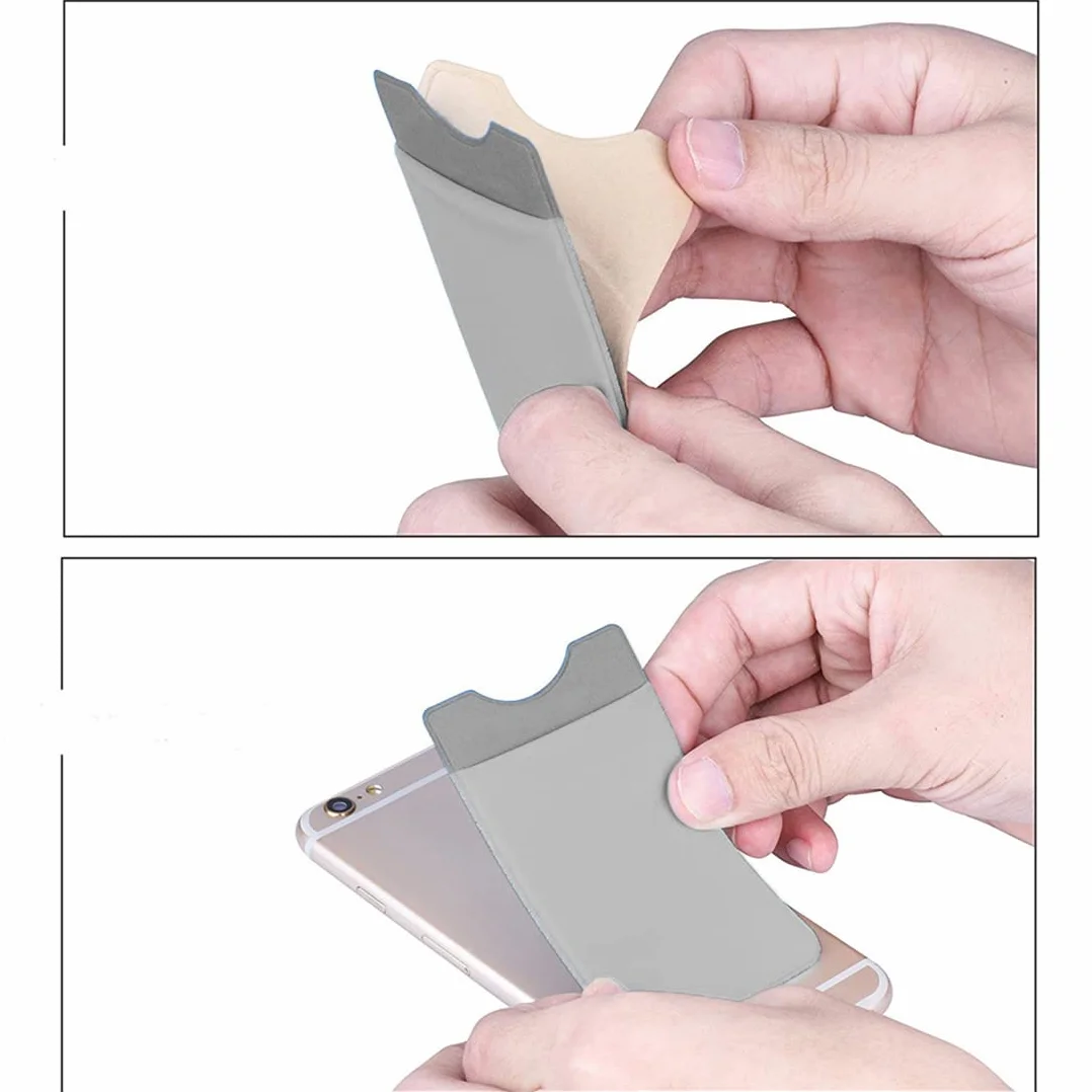 2 sztuki samoprzylepnych uchwytów na karty, etui na telefon komórkowy, etui na karty, portfel, etui na telefon komórkowy, etui samoprzylepne, smukłe etui na telefon komórkowy, czarno-szare