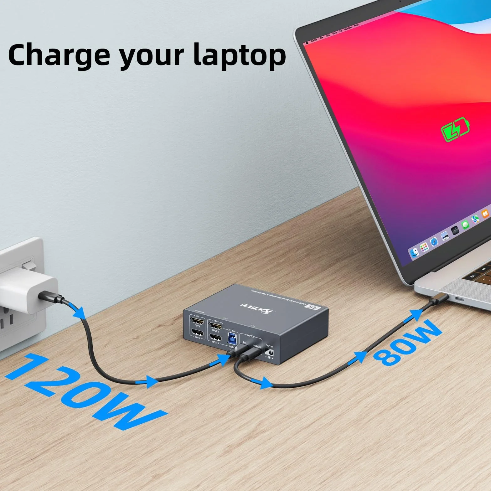Przełącznik KVM USB C 2 Monitory 1 Laptop 1 Komputer 4K@60Hz HDMI Dual Monitor KVM Switch 2 Komputery 4 Porty USB 3.0