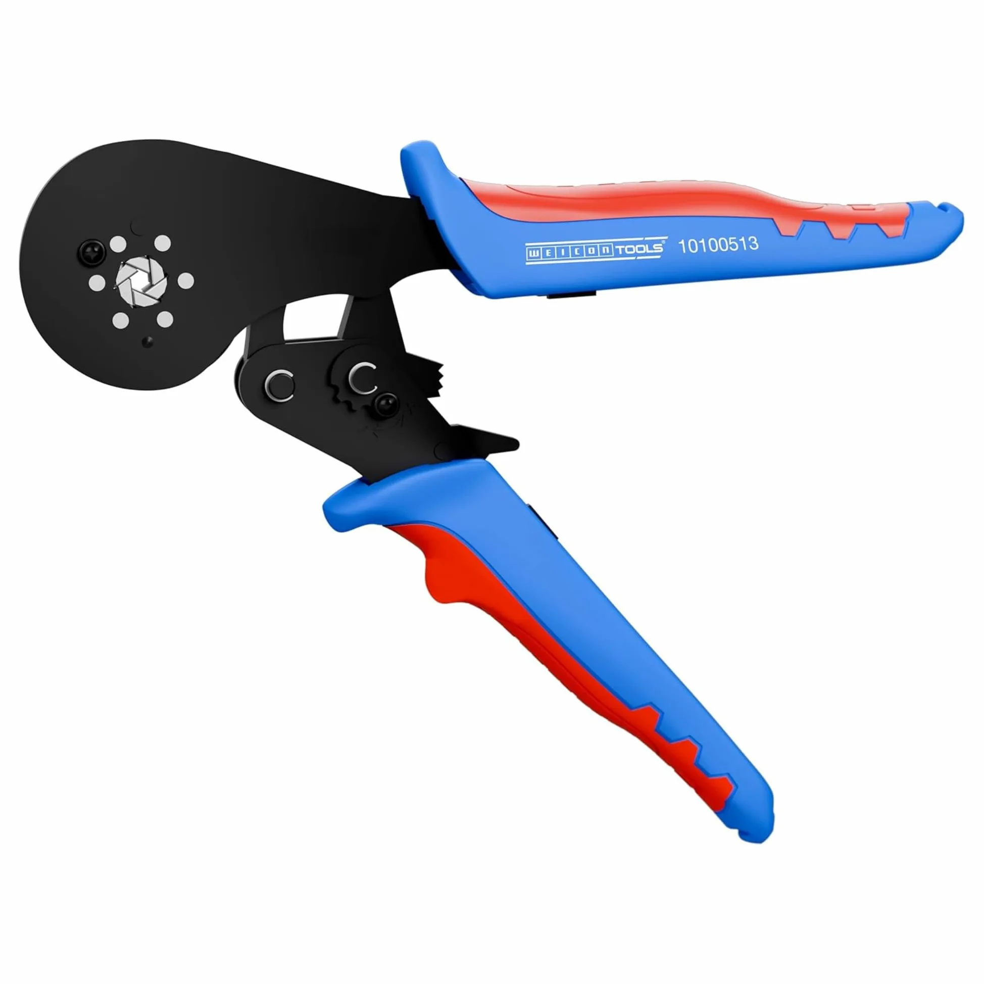 WEICON TOOLS Szczypce do zaciskania tulejek 16 mm² HEX, sześciokątna zaciskarka do przewodów 0,5–16 mm² (AWG 20–5), niebiesko‑czerwone