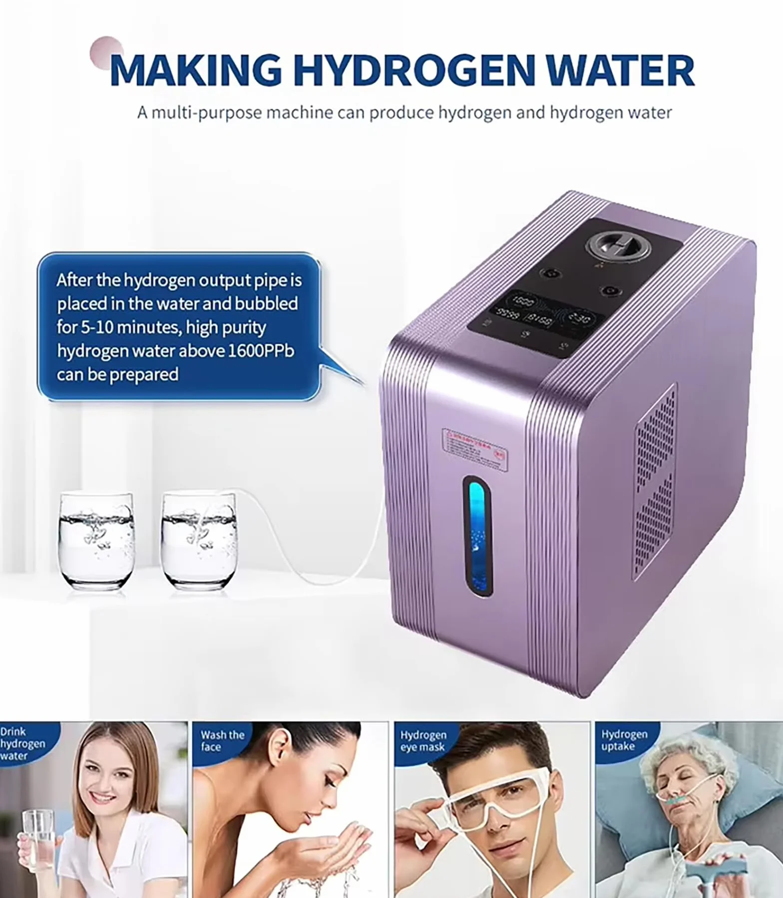 Przenośny Inhalator H2 Do Terapii Wodorowej, Inhalator Wodoru Cząsteczkowego, Urządzenie Do Inhalacji Wodorem, Inhalator Bogaty W Wodór, Dla Zdrowia Układu Oddechowego 1800ml/min