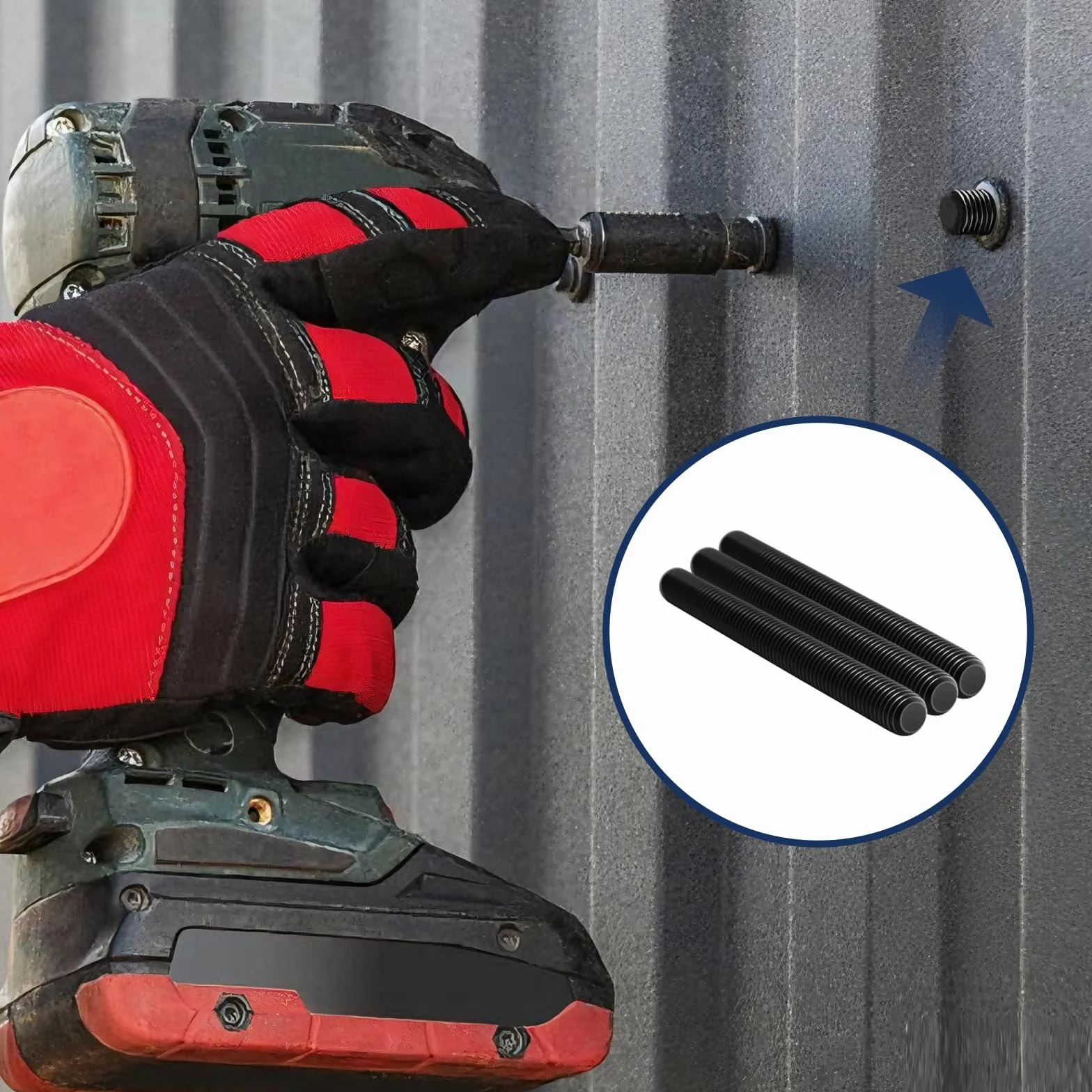Pręt gwintowany M6 x 50 mm, 12 sztuk prętów gwintowanych DIN976, pręt gwintowany M6, stal nierdzewna, A2, V2A, czarny, do budowy mebli, prac budowlanych, montażu maszyn, mocowania i połączeń