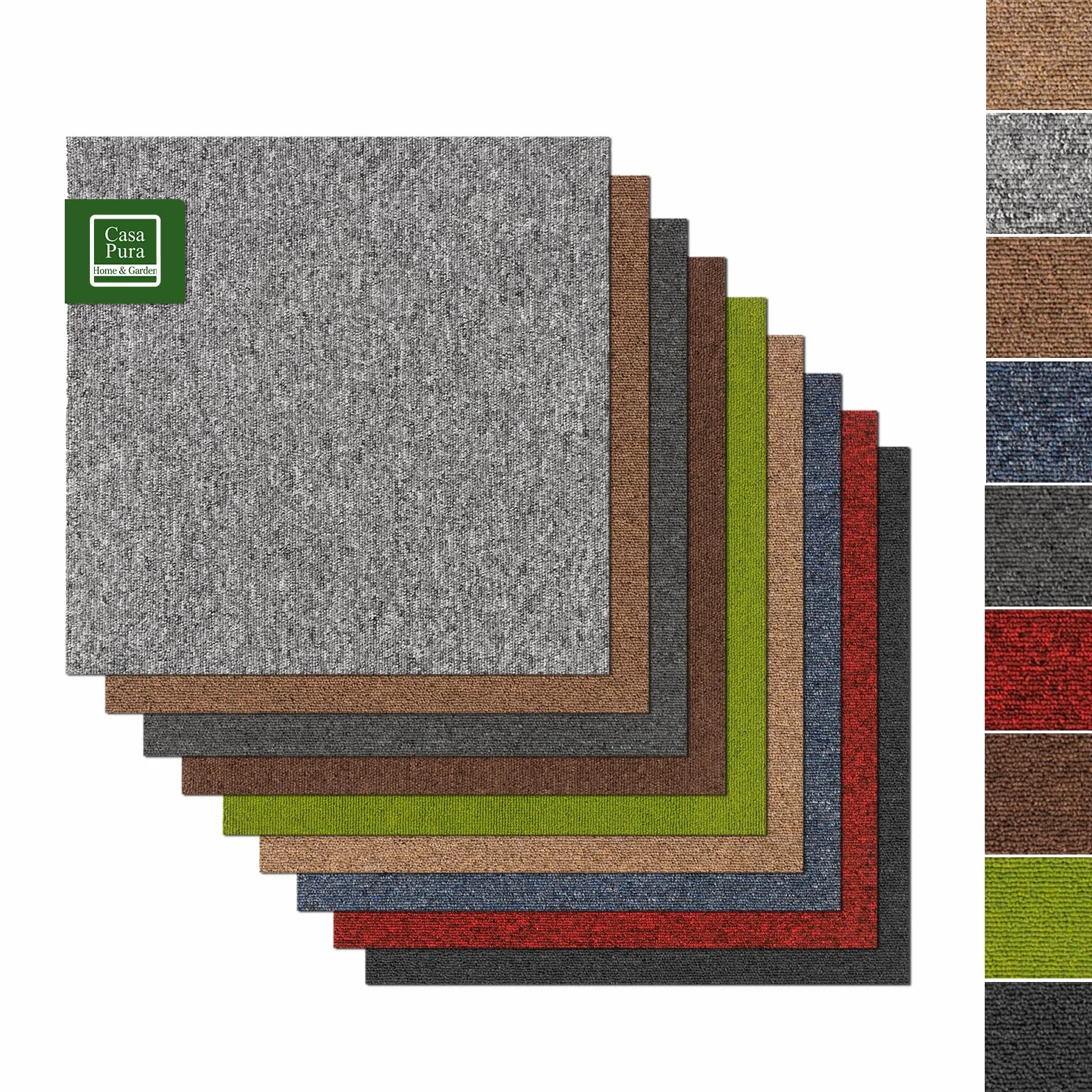 casa pura Designerskie płytki dywanowe Moskwa, 50 x 50 cm, samonośne – wytrzymały dywan wykładzina podłogowa z wysokiej jakości runem pętelkowym – antystatyczne z bitumicznym grzbietem (1 sztuka – 50 x 50 cm, zielone)