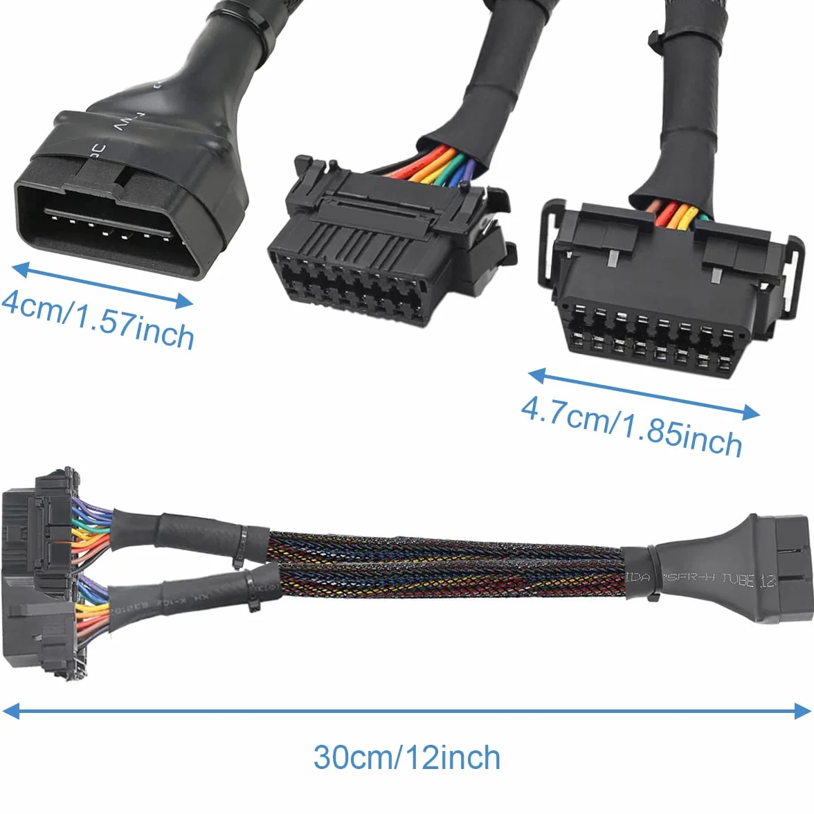OBD2 kabel przedłużający OBD-II Bluetooth adapter rozdzielacz, 1 x wtyczka na podwójne gniazdo, adapter diagnostyczny do samochodu GPS Tracker Bluetooth WiFi OBD skaner kodów
