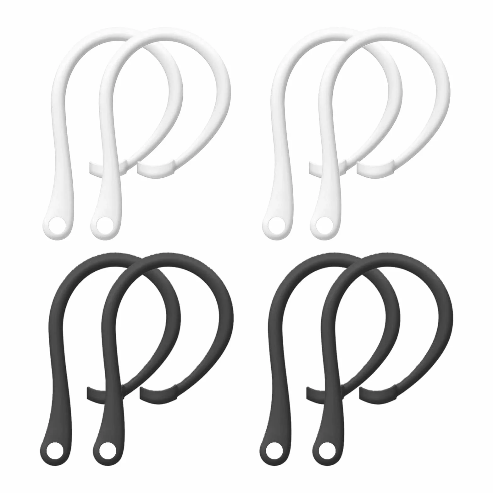 TSHAOUN 4 pary haczyków na uszy, silikonowe, bezpieczne zaczepy na uszy, kompatybilne z AirPods 3, 2, 1 i Pro, do uprawiania sportu, biegania, ćwiczeń (TPU)