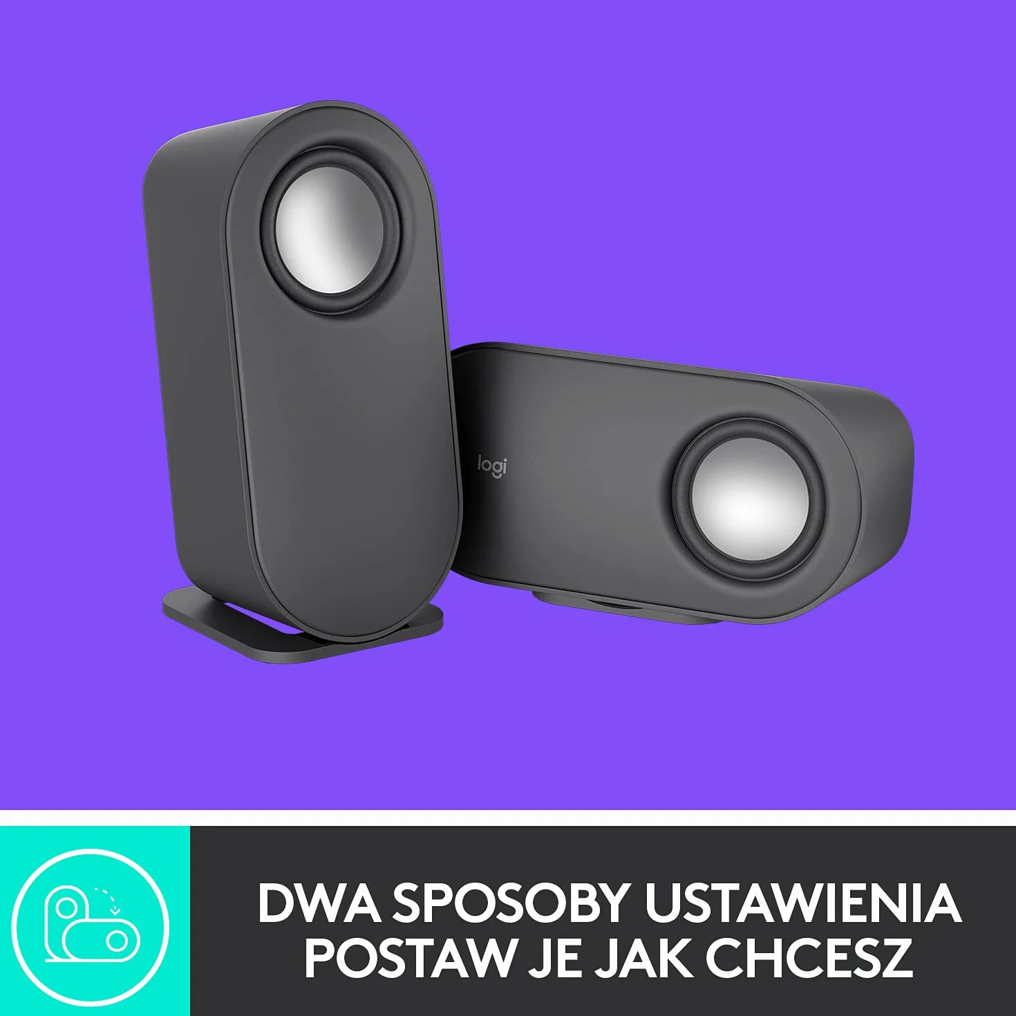 Logitech Z407 Bluetooth Głośniki komputerowe z subwooferem, sterowanie bezprzewodowe, czarny