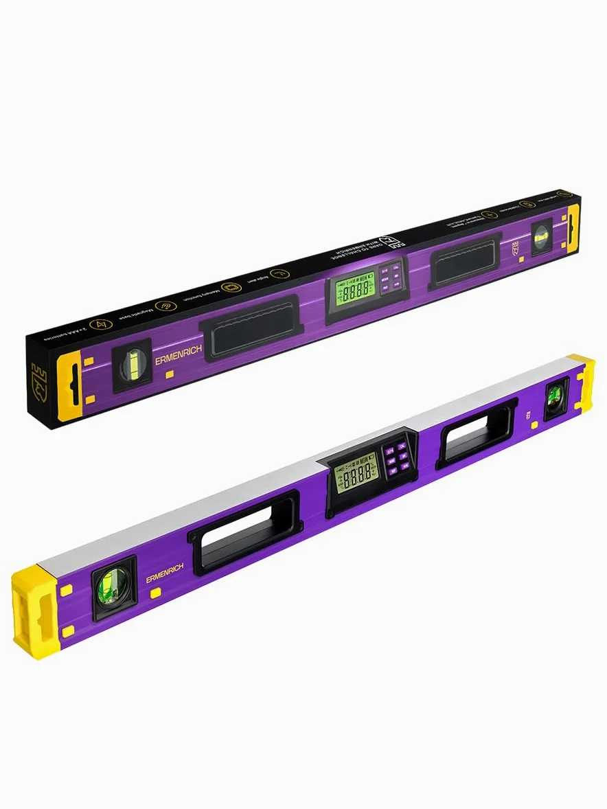 Verk LY80 Poziomica Cyfrowa Kątomierz z Ekranem LCD | 0–360° Magnetyczny Czujnik Nachylenia, 2 Libelle, Dokładność ±0.1°, 4 Tryby, Hold, Budowa, DIY, Drewno