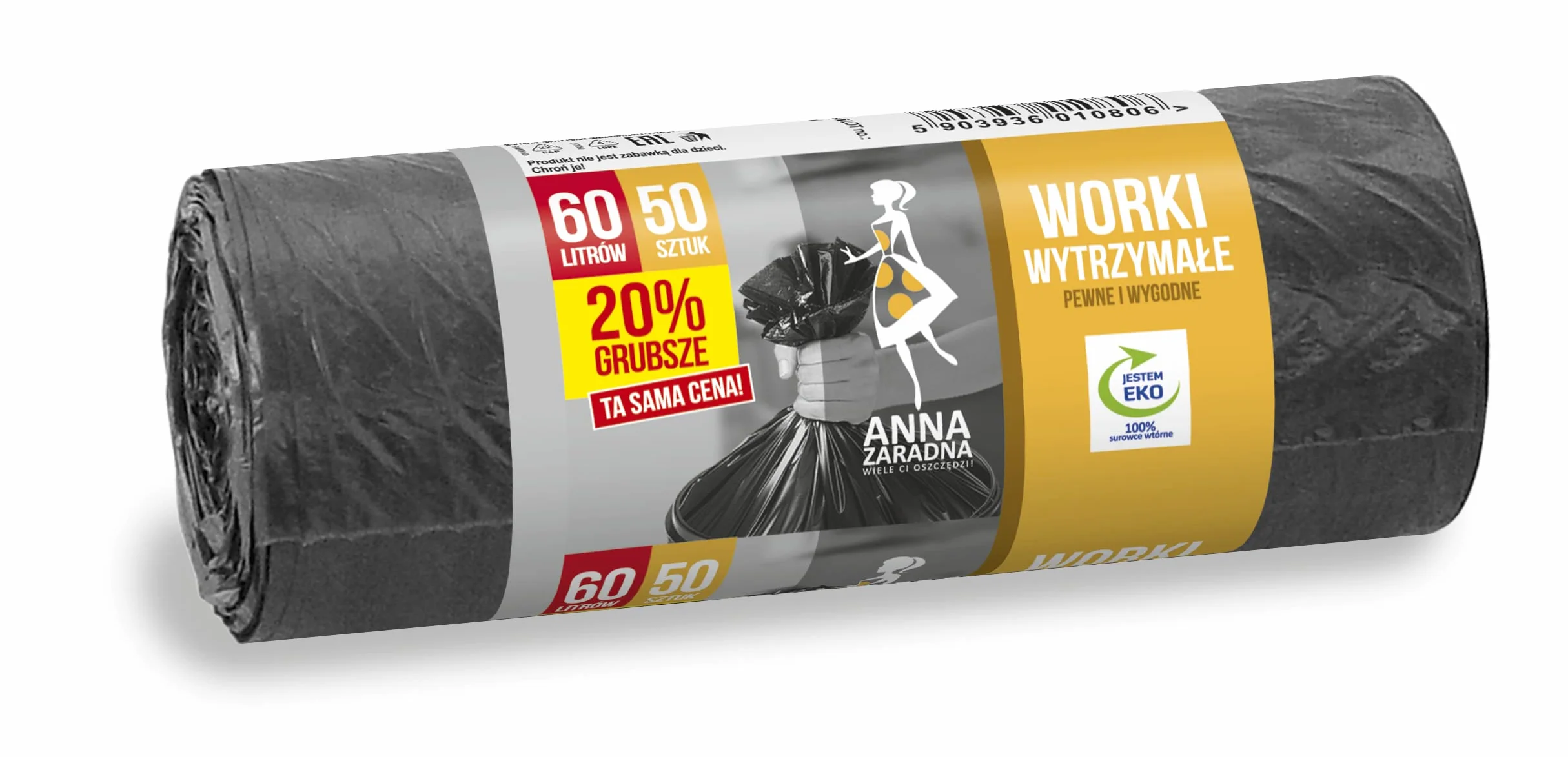 Anna Zaradna Worki na śmieci WYTRZYMAŁE 20% grubsze 60L 50szt