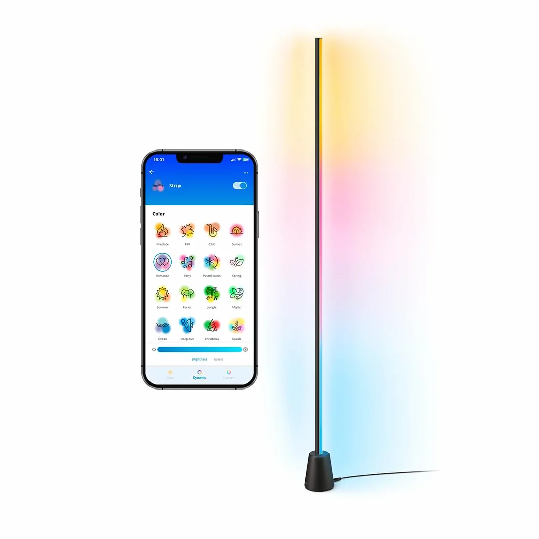 WiZ Lampa podłogowa gradient, Wyświetla wiele kolorów jednocześnie (RGBIC), Łatwy montaż i konfiguracja, łączy się z Wi-Fi, Sterowanie Aplikacją/Głosowe, Działa z Google Home, Alexą i HomeKit