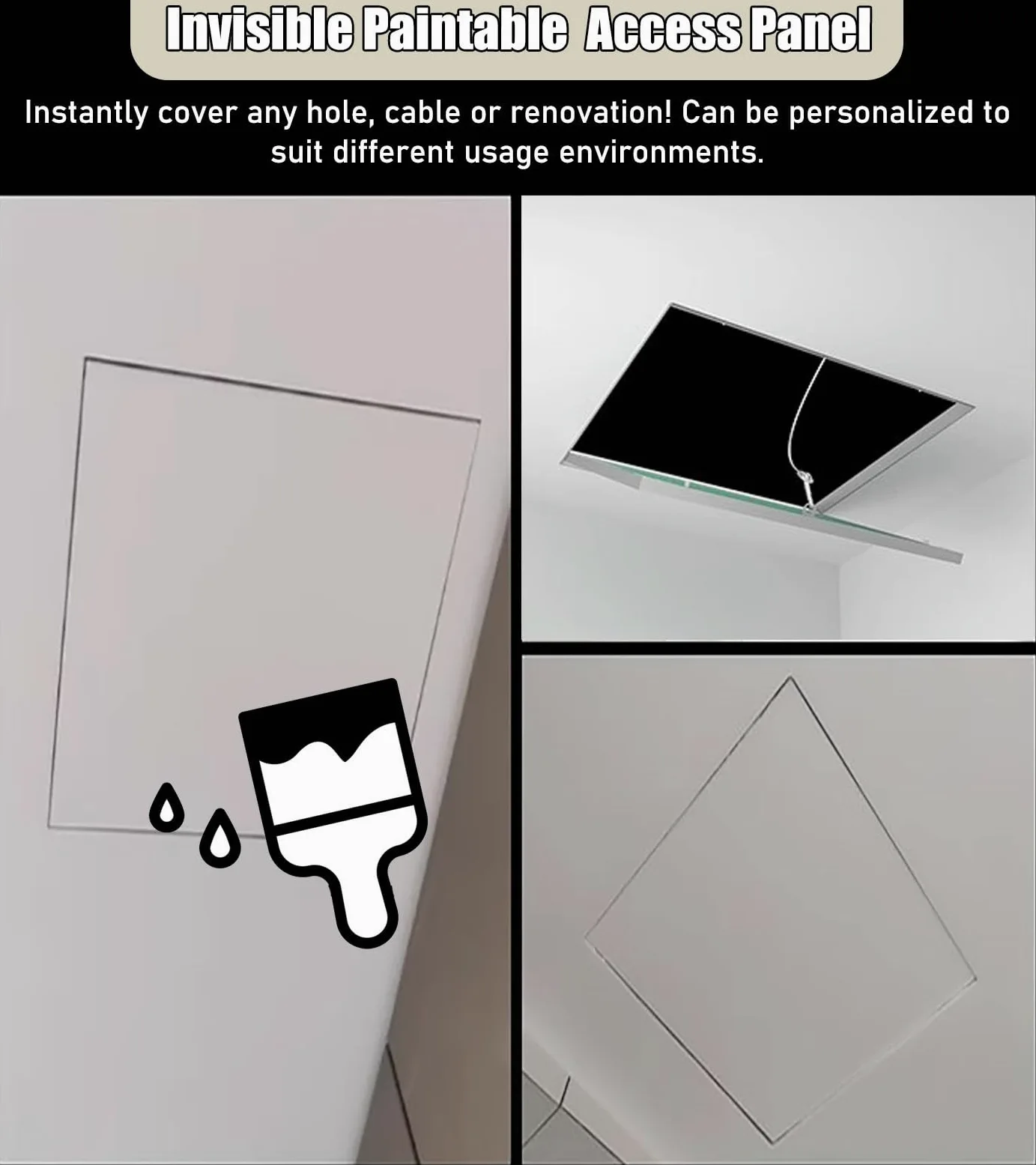 Panel dostępu sufitowego Niewidoczywy drzwi z płyt kartonowo-gipsowych Malowany aluminiowy Fe Push Open Inspect Cover do instalacji wodonoporowych Elektryczne otwory konserwacyjne