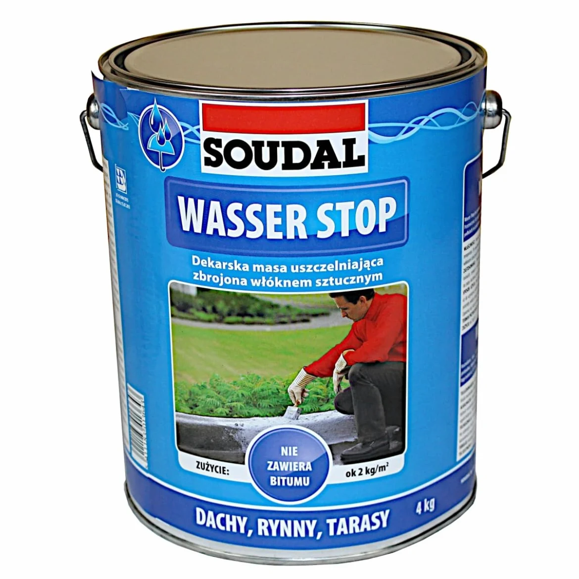 Soudal Water Stop z powłoką wzmocnioną włóknem sztucznym do mokrych i suchych powierzchni, kolor szary (dostępne różne rozmiary)