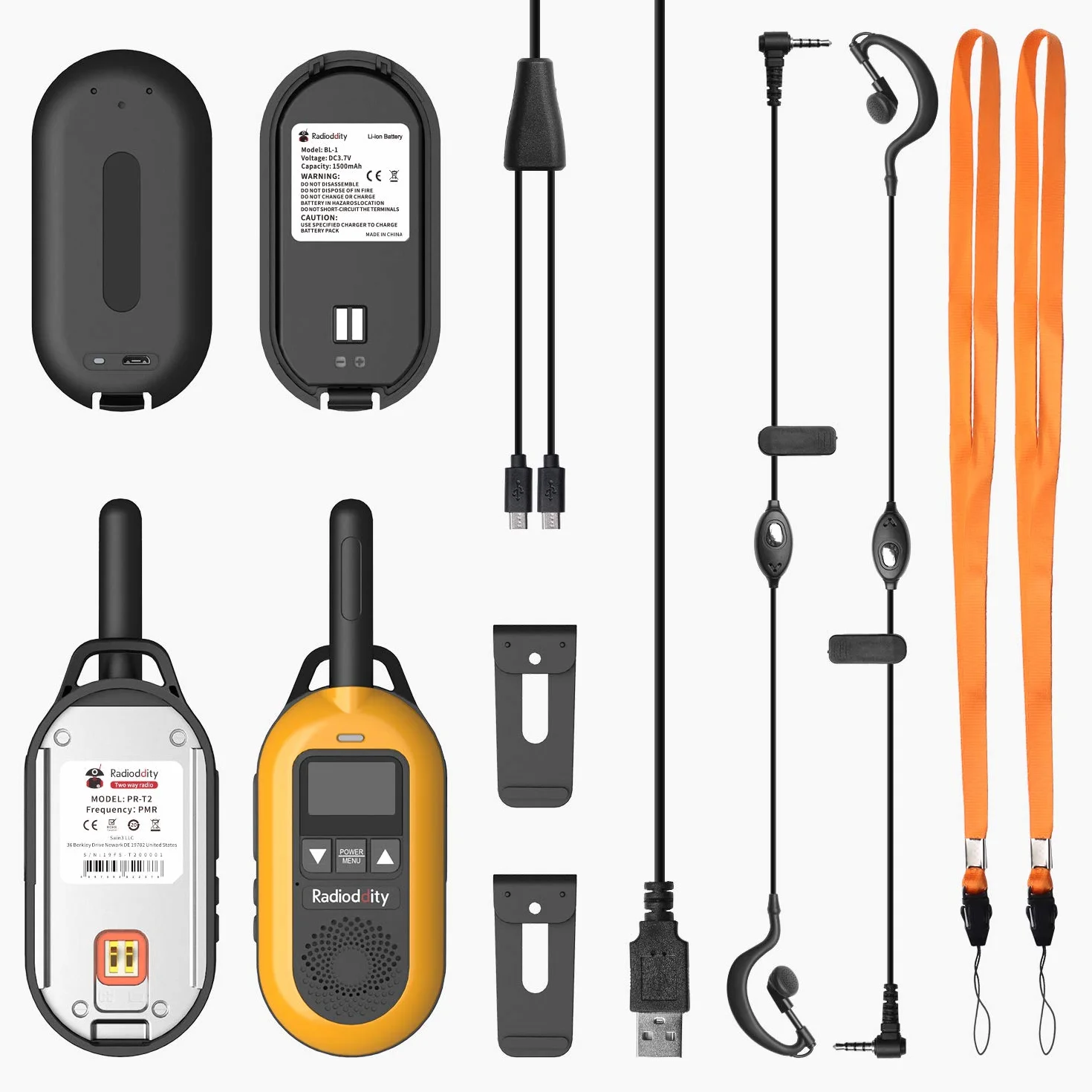 Radioddity PR-T2 Walkie-Talkie dalekiego zasięgu 16 kanałów VOX CTCSS/DCS USB