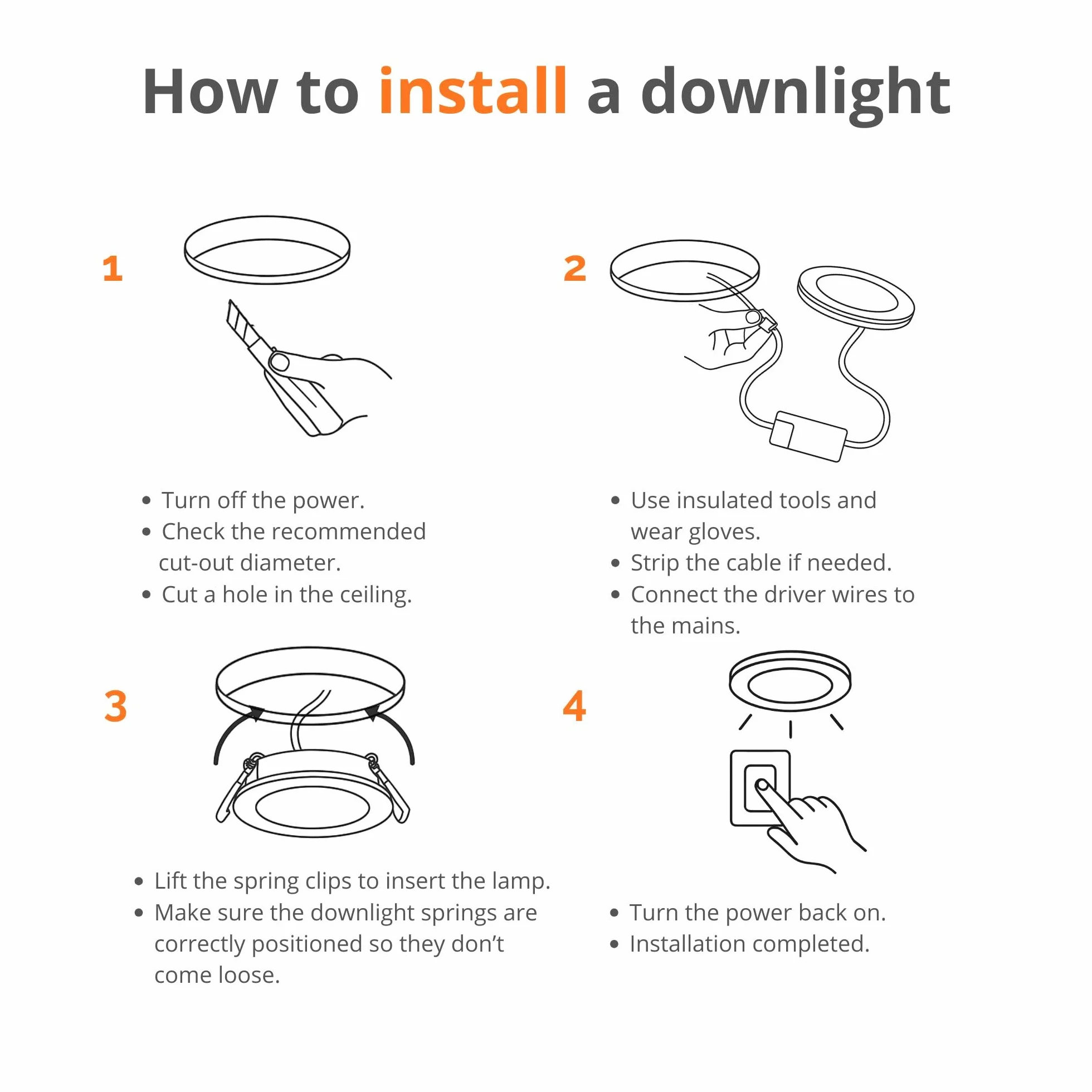 JANDEI - komplet 5 x LED Downlight 18W okrągły do zabudowy, płaski biały matowy pierścień, aluminiowy otwór 200-205 mm, neutralna biel 4200K, lampa sufitowa, oświetlenie sufitowe