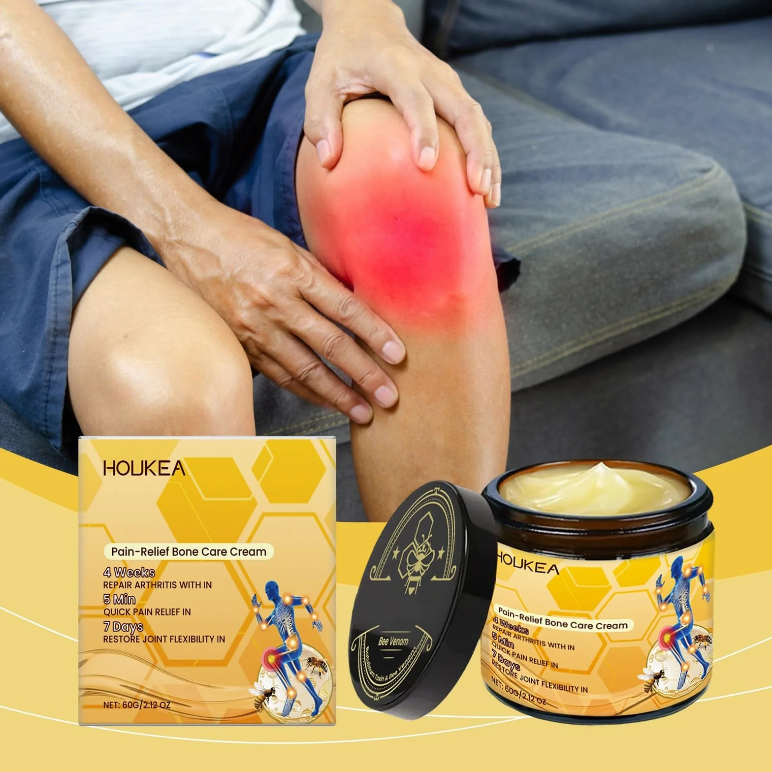 Botulinum Toxin and Bee Venom, Pain-Relief Bone Healing Cream, Natural Joint Relief Gel, Effectively Relieves Back, Neck, Hands, and Knee Discomfort(2PCS)