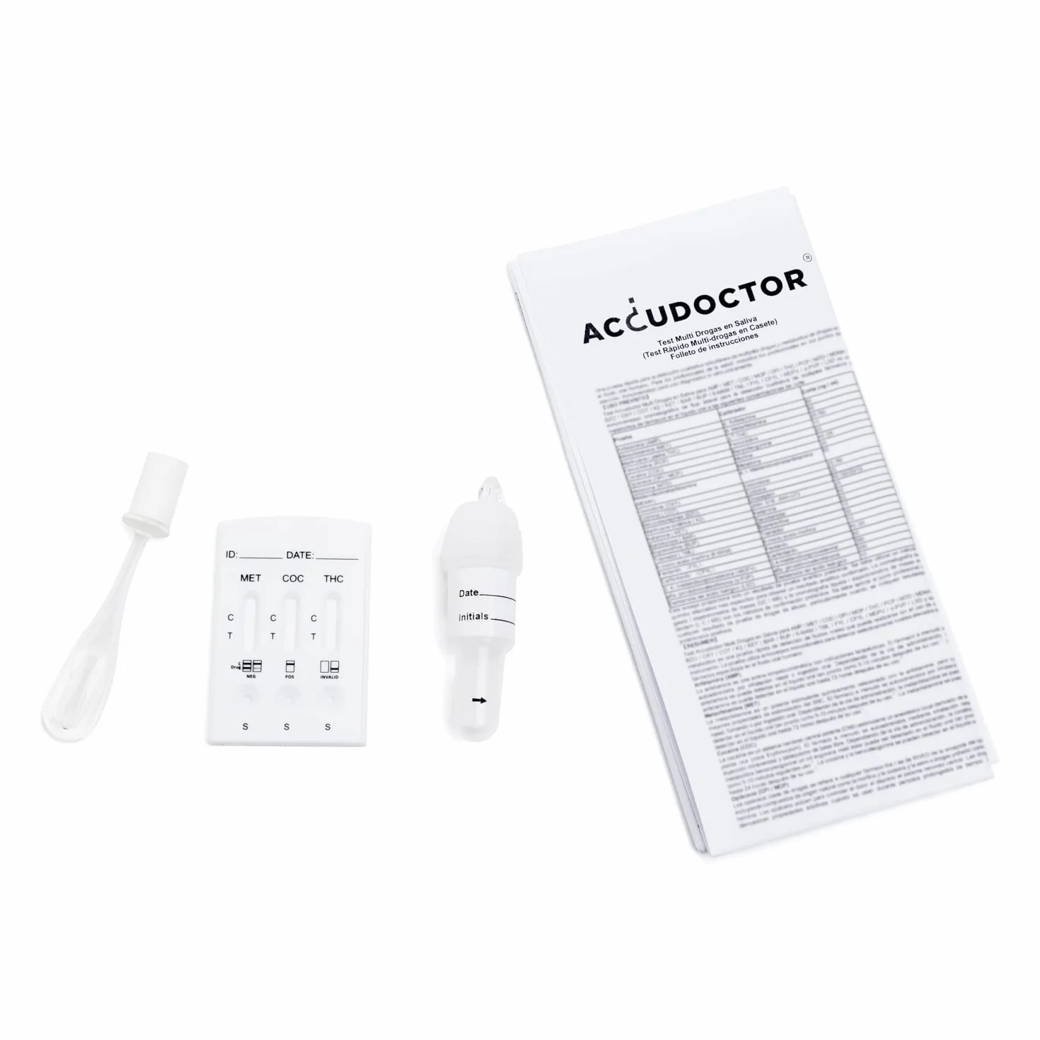 2 Test Accudoctor Multi Drugs Ślina 3 narkotyki: THC Konopie Marihuana, Kokaina i Amfetamina Antynarkotyk Test na narkotyki Szybkie wykrywanie detektora Test Multidrugs drug test kit