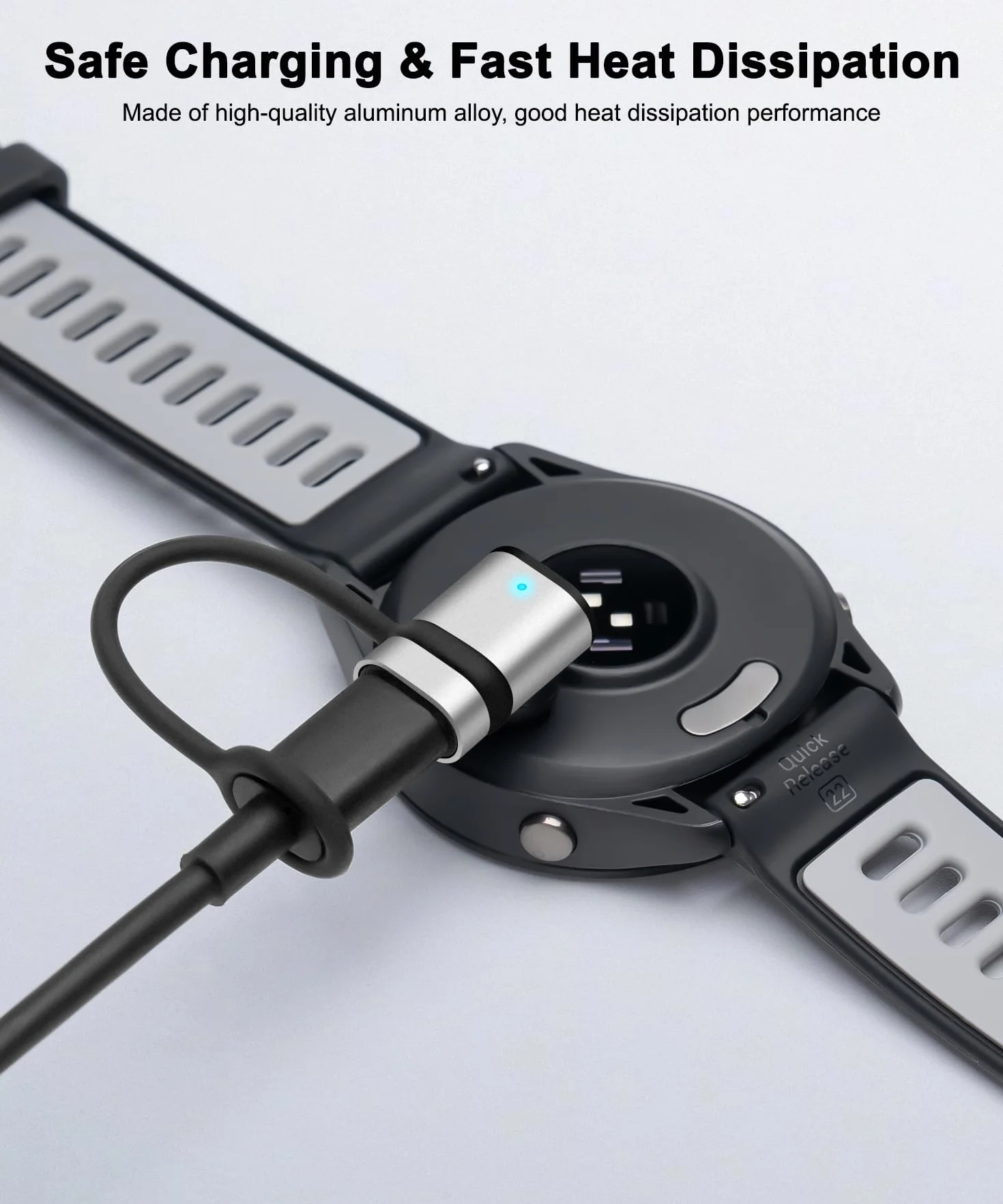 Adaptery ładowarki do zegarków (2 sztuki), złącze ładowania typu C żeńskie na męskie kompatybilne z Garmin Fenix 7/7S/7X/6/6X/6S i More-Siliver