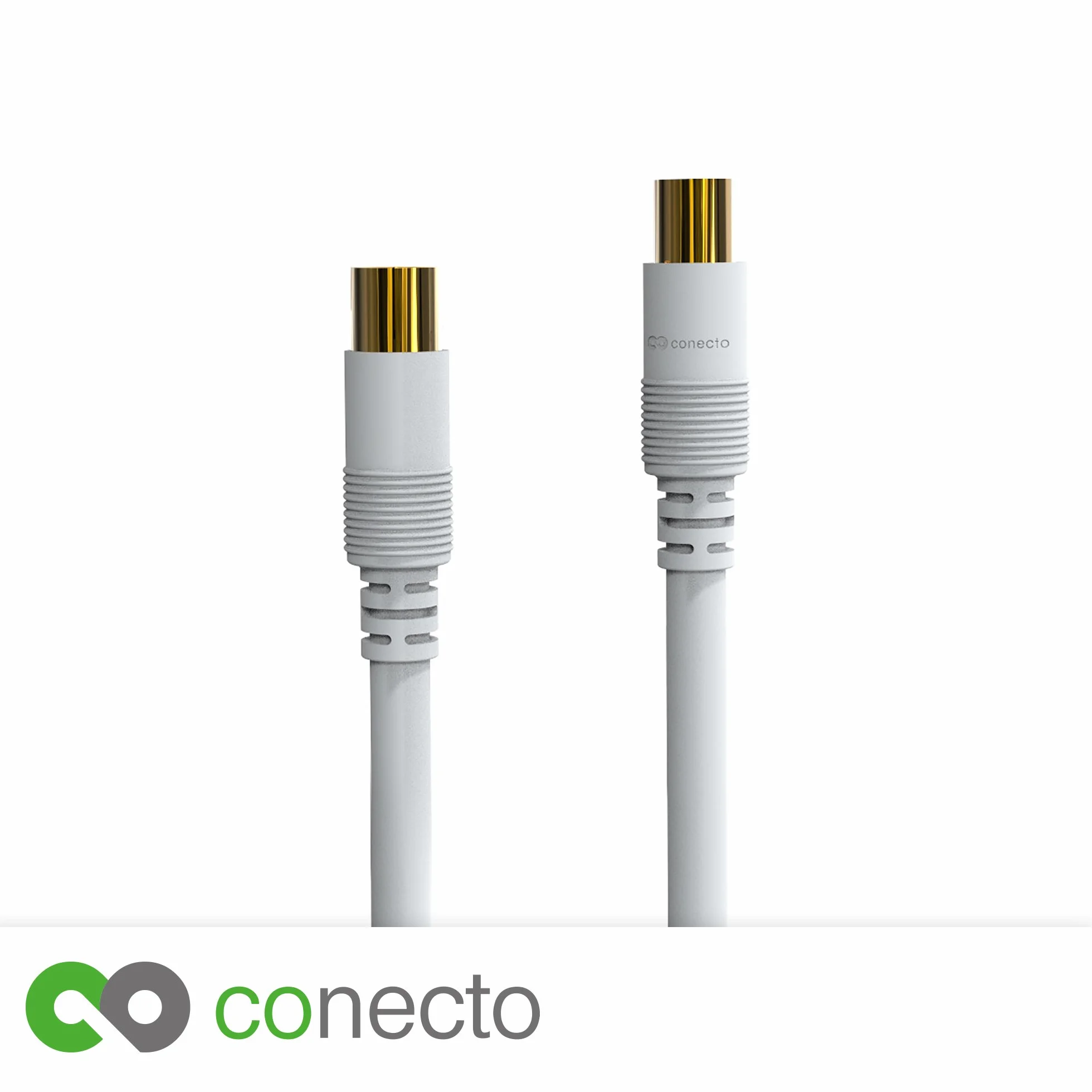 Conecto HQ kabel antenowy DVB-C, DVB-T/T2-4K UHD 1080p Full HD HDTV 3D, koncentryczny, wtyczka TV/gniazdo, podwójne ekranowanie, pozłacana wtyczka, biały, 1,5 m