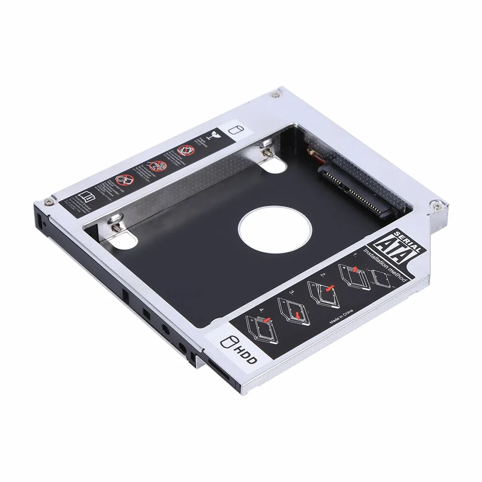 Uniwersalny 12.7mm Aluminiowy Dysk Twardy SATA do SATA 2nd SSD HDD Adapter z Tacą Obudowy do Laptopa CD/DVD-ROM Wnęka Optyczna (12.7 MM)