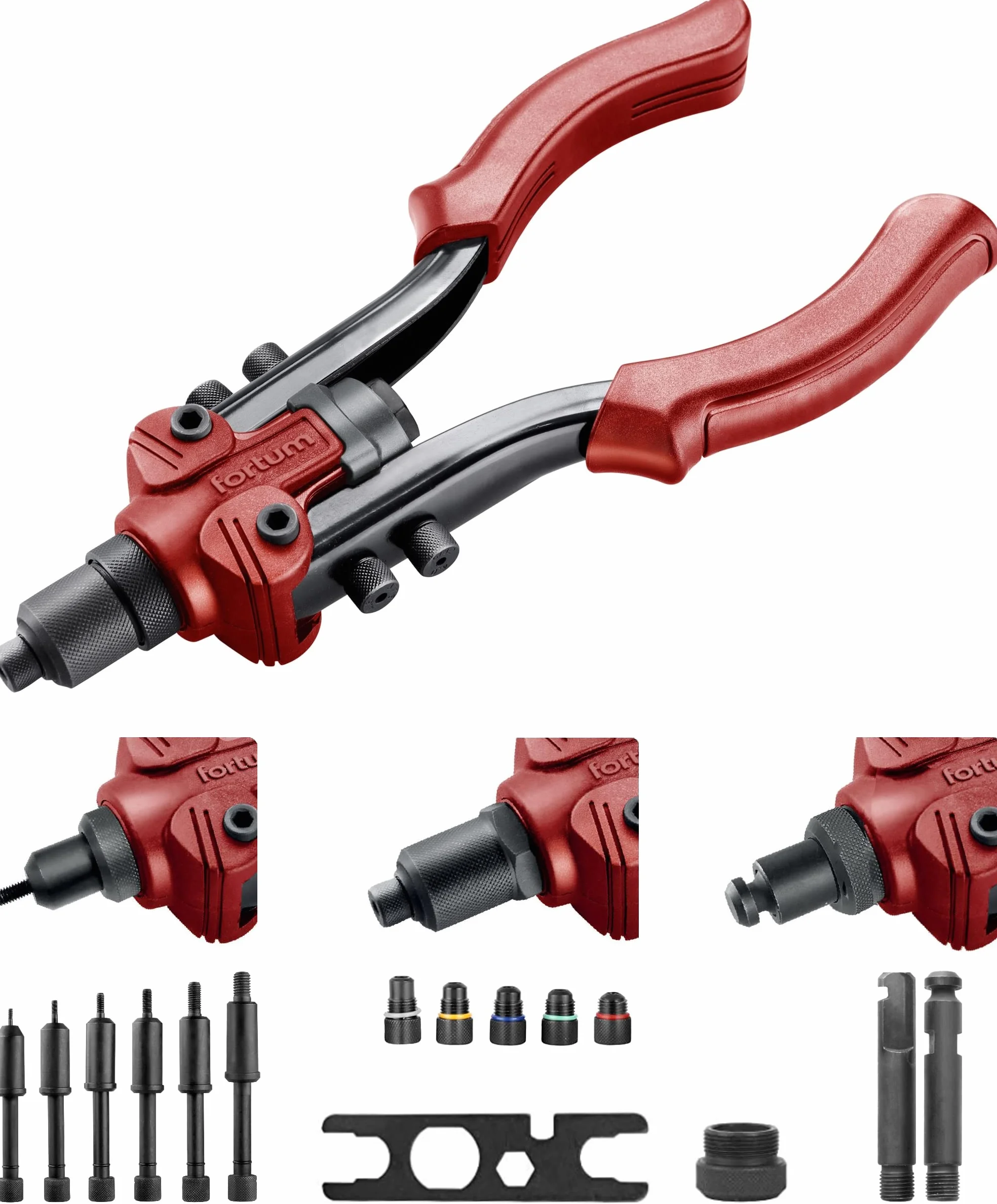 Ręczne szczypce do nitów zrywalnych i nitów gwintowanych, szczypce do nitonakrętek M3-M10 i nitów pop 2,4 – 6,4 mm, z aluminium, mosiądzu, stali i stali nierdzewnej, szczypce do nitów w