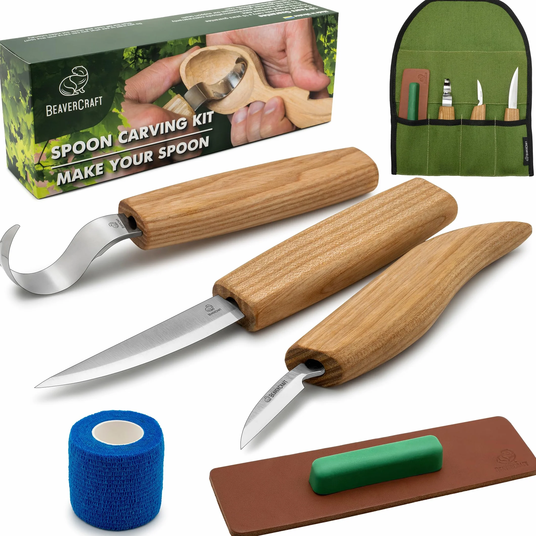 BeaverCraft S13 Zestaw narzędzi do rzeźbienia w drewnie 3 noże hak nóż Sloyd