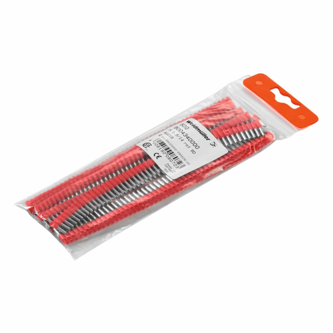 Weidmüller 9004300000 tulejki kablowe 0,75 mm²/8 mm szare łączone paski tulejkowe H 0,75/14 W BD AWG18 500 szt. 4837