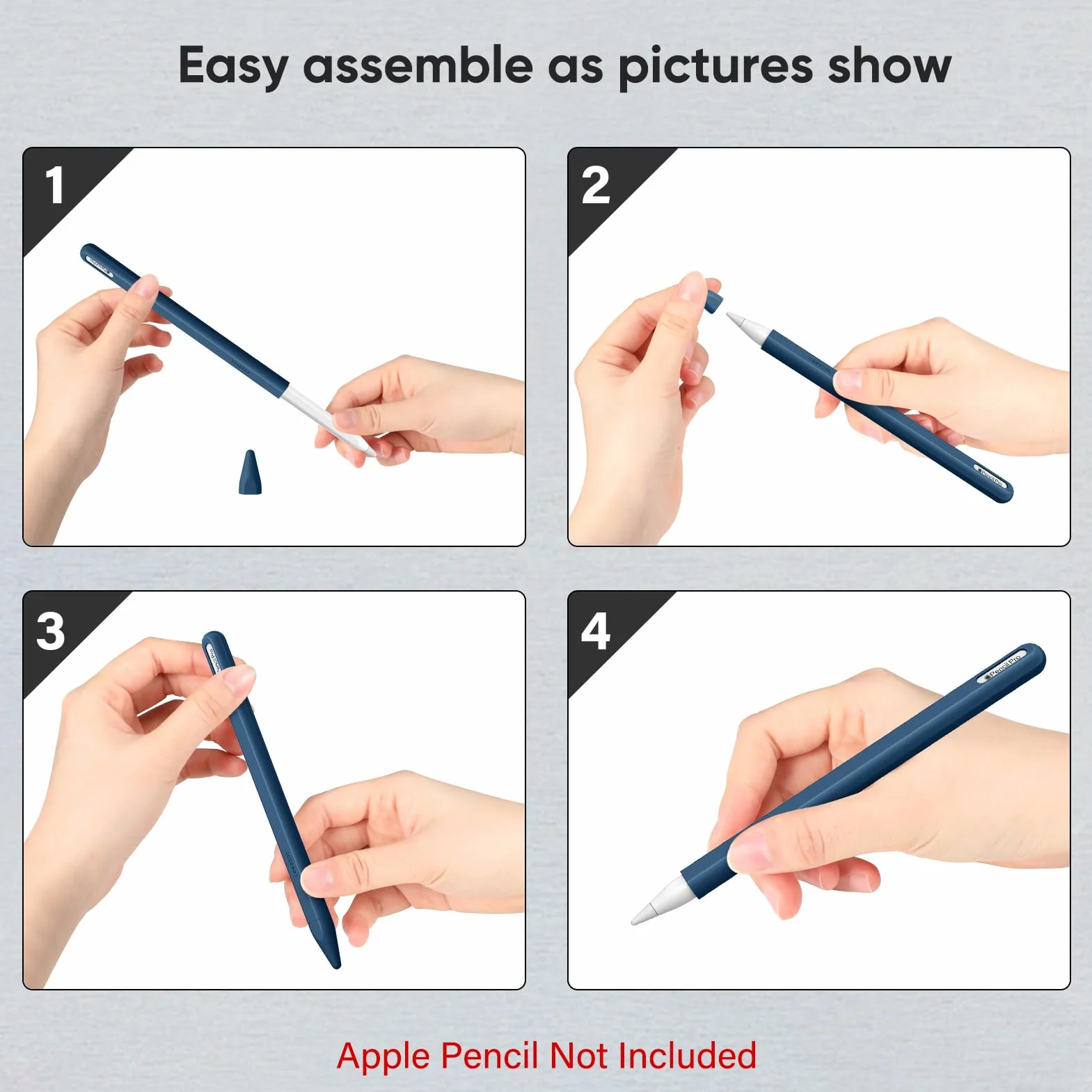 Fintie Silikonowe etui kompatybilne z Apple Pencil Pro/Apple Pencil (2. generacji), ultralekki futerał na długopis, miękki uchwyt ochronny z 2 pokrywkami, błękitno-niebieski