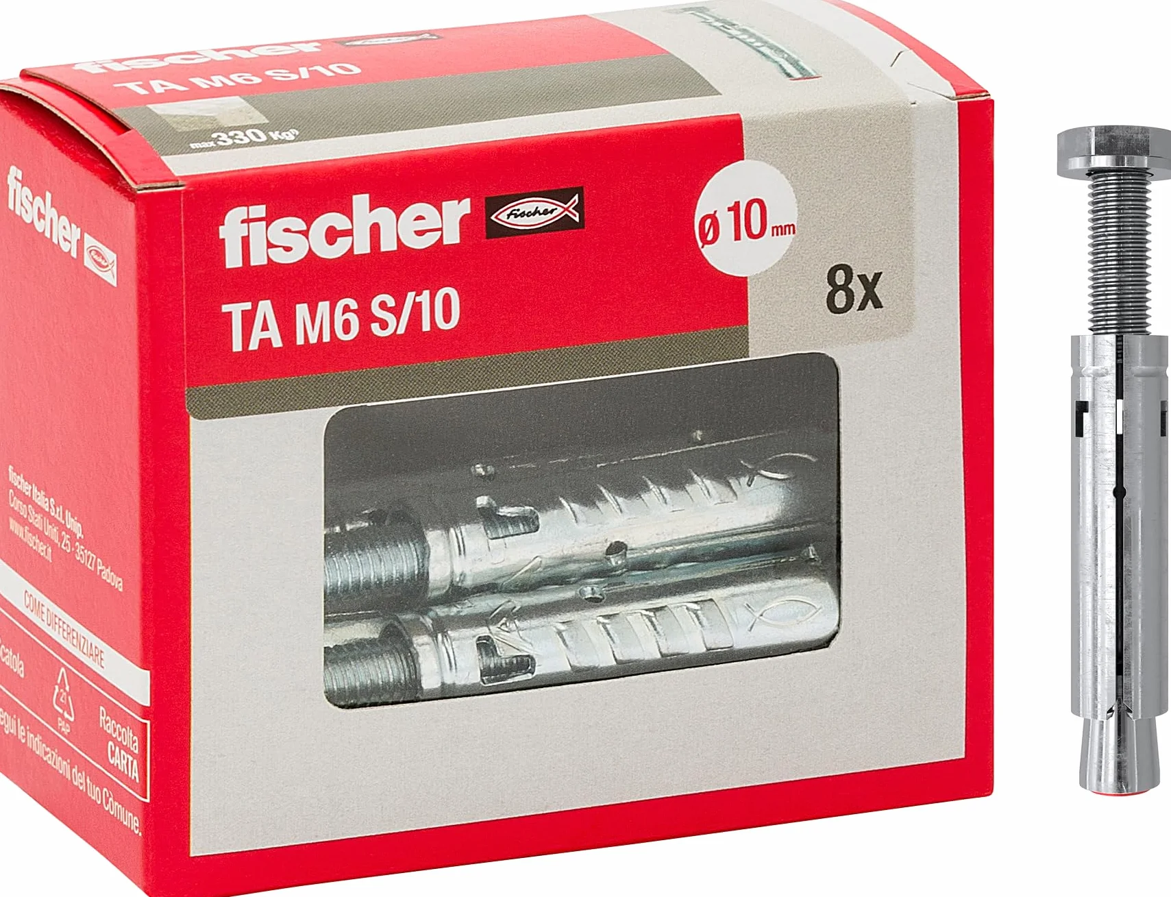 fischer Kołek stalowy TA M 6 S/10 Y ze śrubą sześciokątną