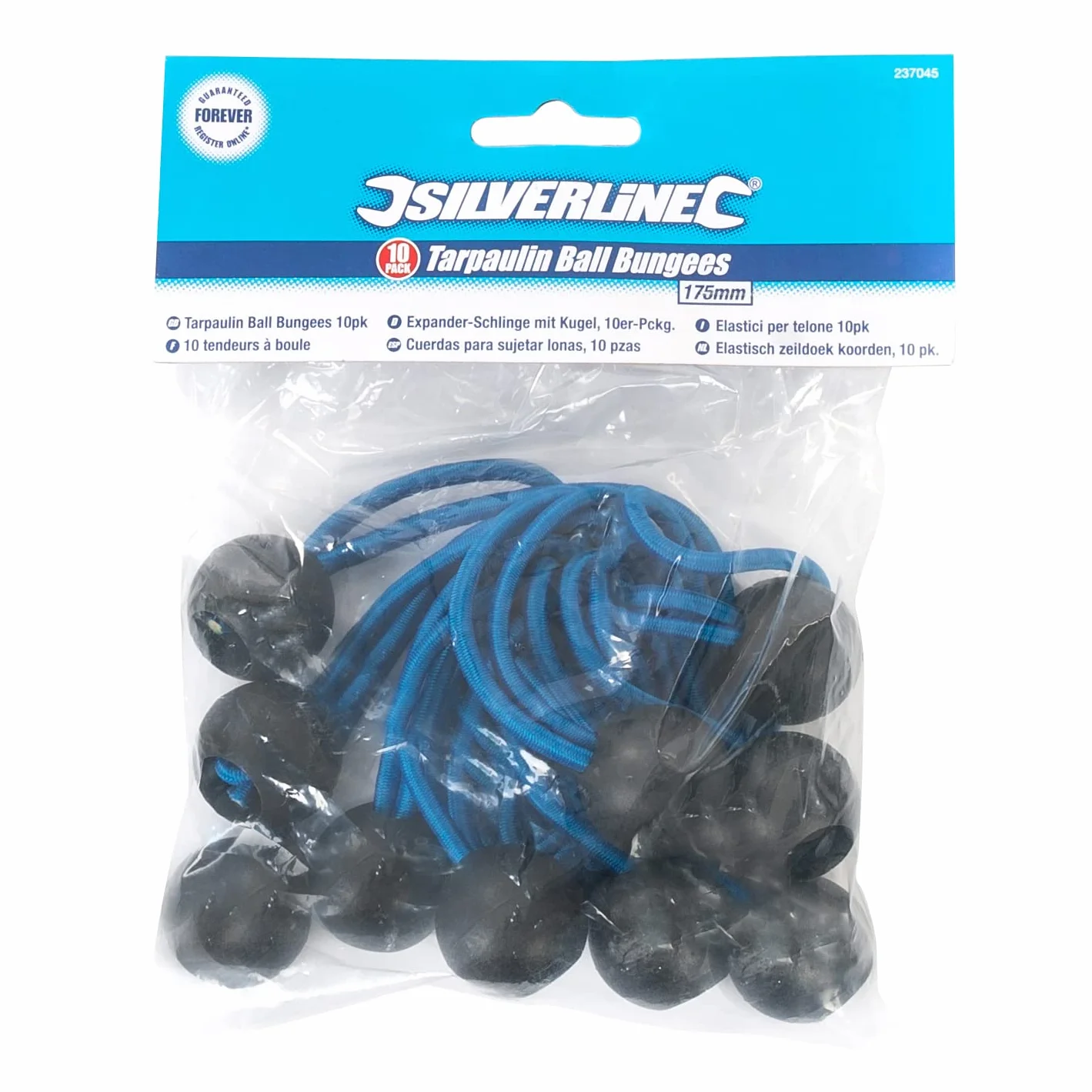 Silverline 237045 Bungee z plandeką, 10 szt., 175 mm, niebieska