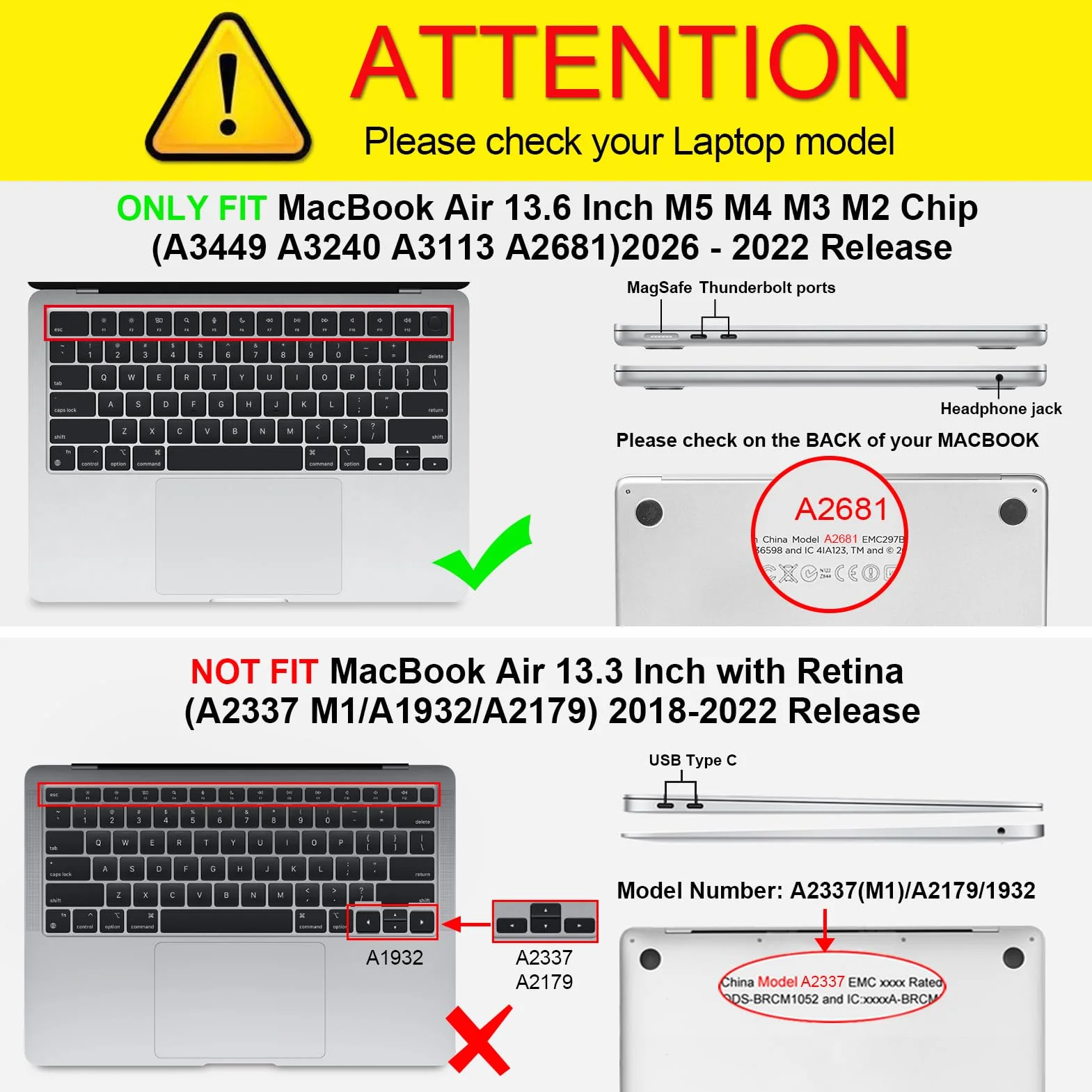 FINTIE Etui kompatybilne z MacBook Air 13,6 cala M5 M4 M3 M2 (2026-2022) A3449 A3240 A3113 A2681, Ultracienkie Twarde Etui Ochronne, Przezroczysty