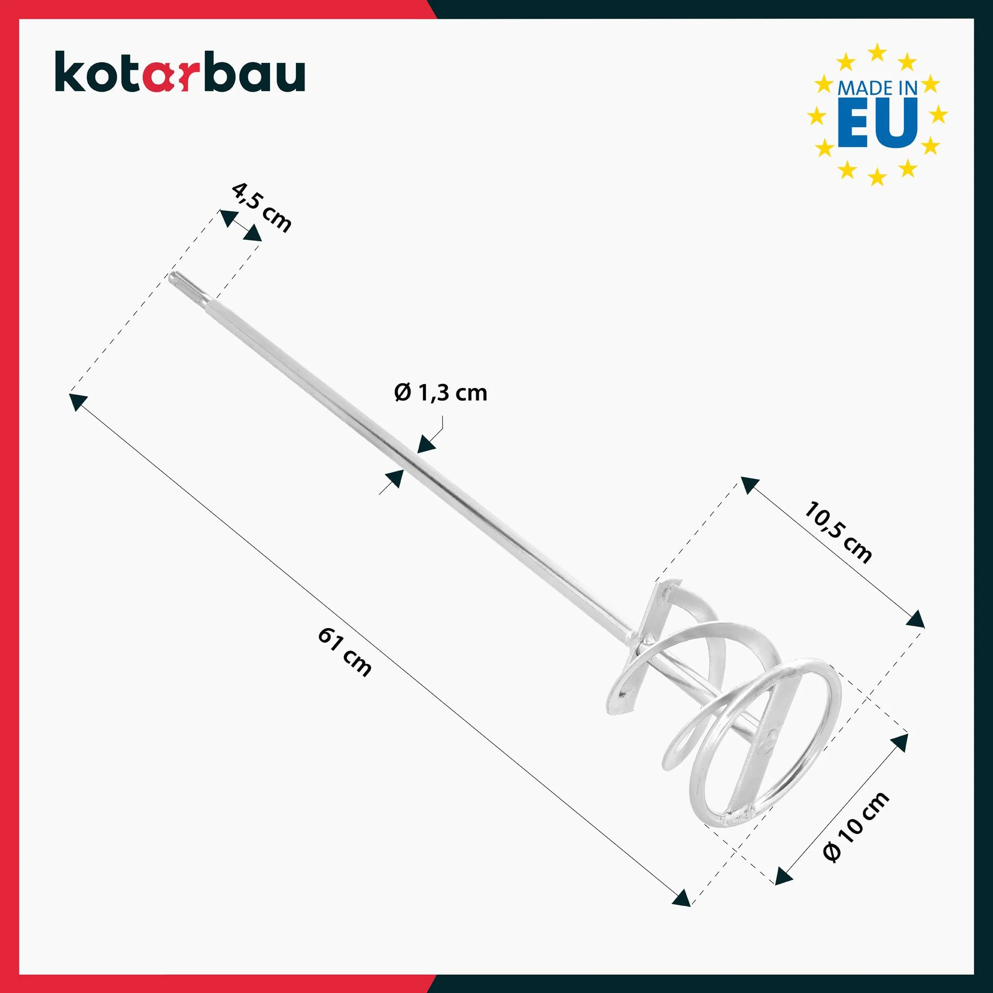 KOTARBAU® Mieszadło spiralne 100 mm do cementu, tynku, gipsu, farb, mieszadła, mieszadła okrągłego, mieszadła kolorowego, mieszadła gipsowego SDS Plus