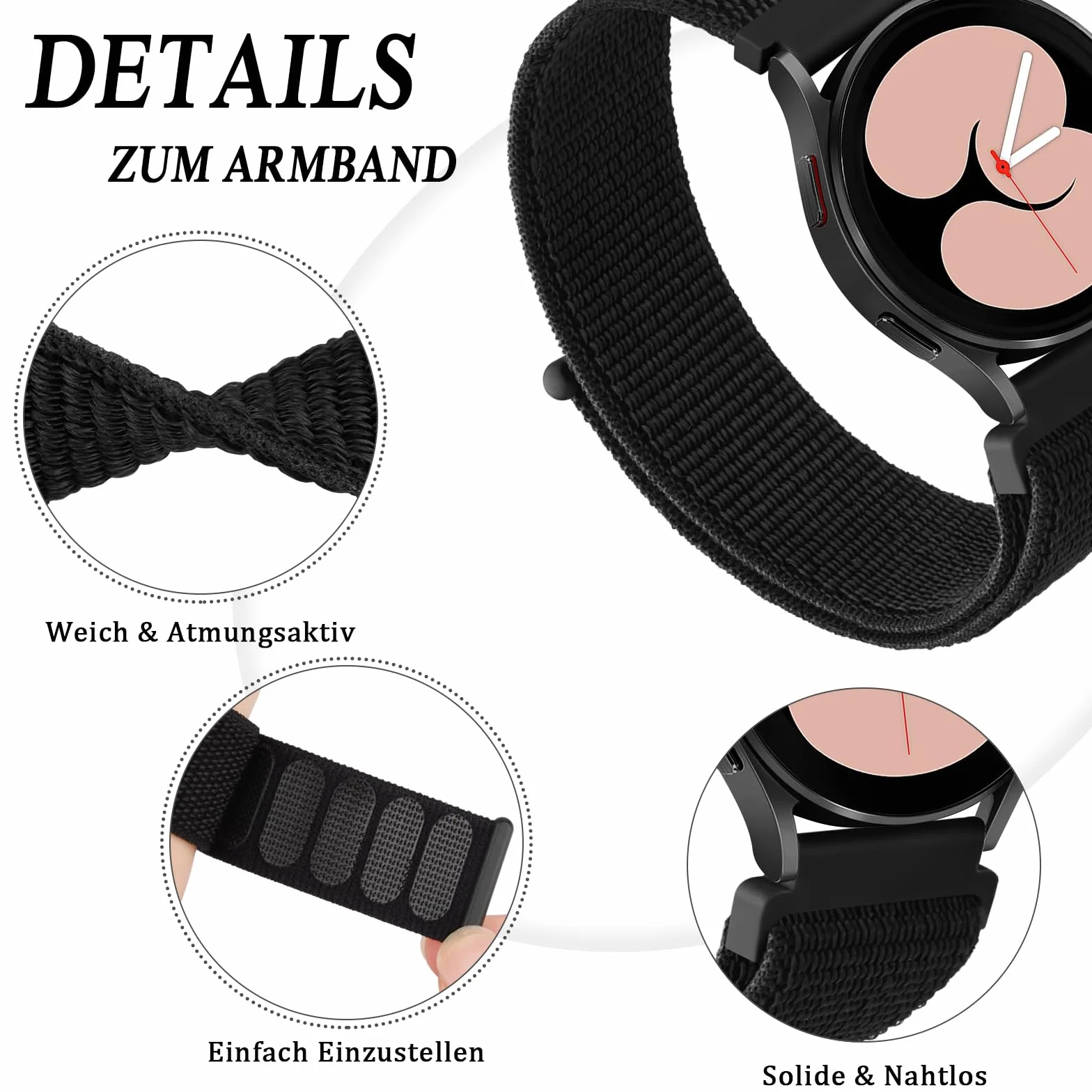 AK Pasek do zegarka Garmin Vivoactive 5 / Vivoactive 3, 20 mm Quick Release, nylonowy pasek zamienny do Garmin Vivoactive 5/Vivoactive 3/Forerunner 55/245/645 dla kobiet i mężczyzn