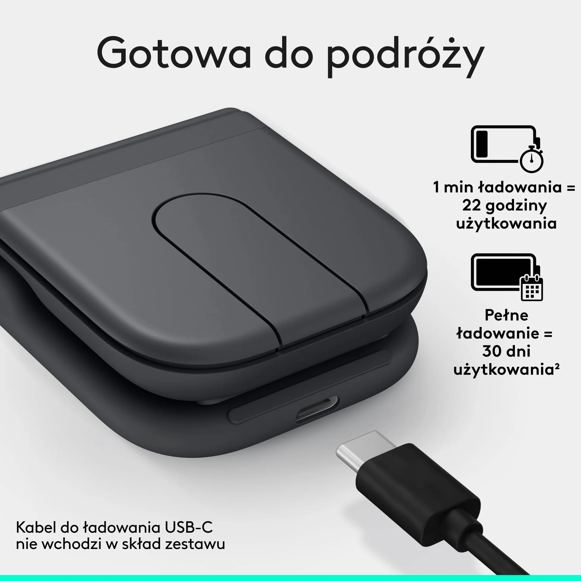 Logitech Mobi Fold przenośna mysz Bluetooth 4K DPI czarna