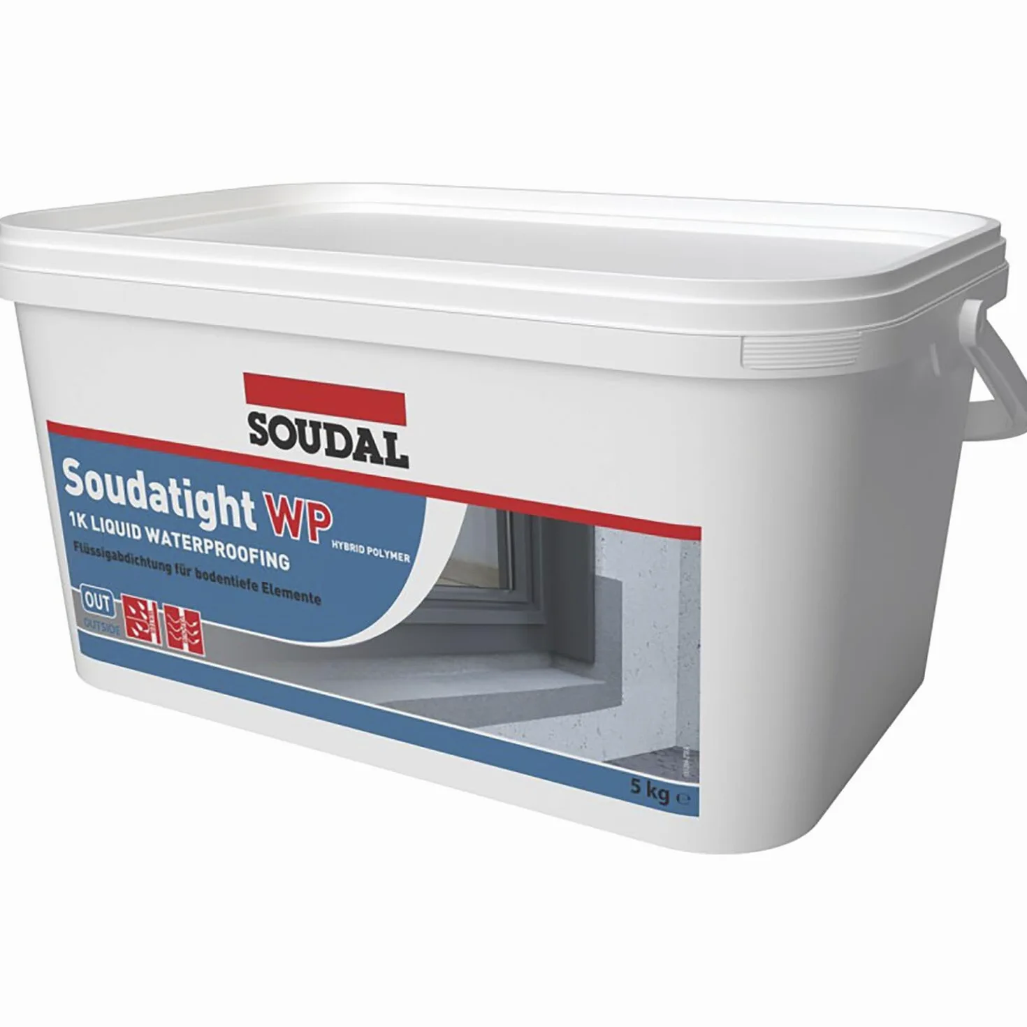 Soudal Soudathight WP uszczelnienie płynne – uszczelniacz specjalnie do uszczelniania złączy okiennych na zewnątrz, 5 kg szary