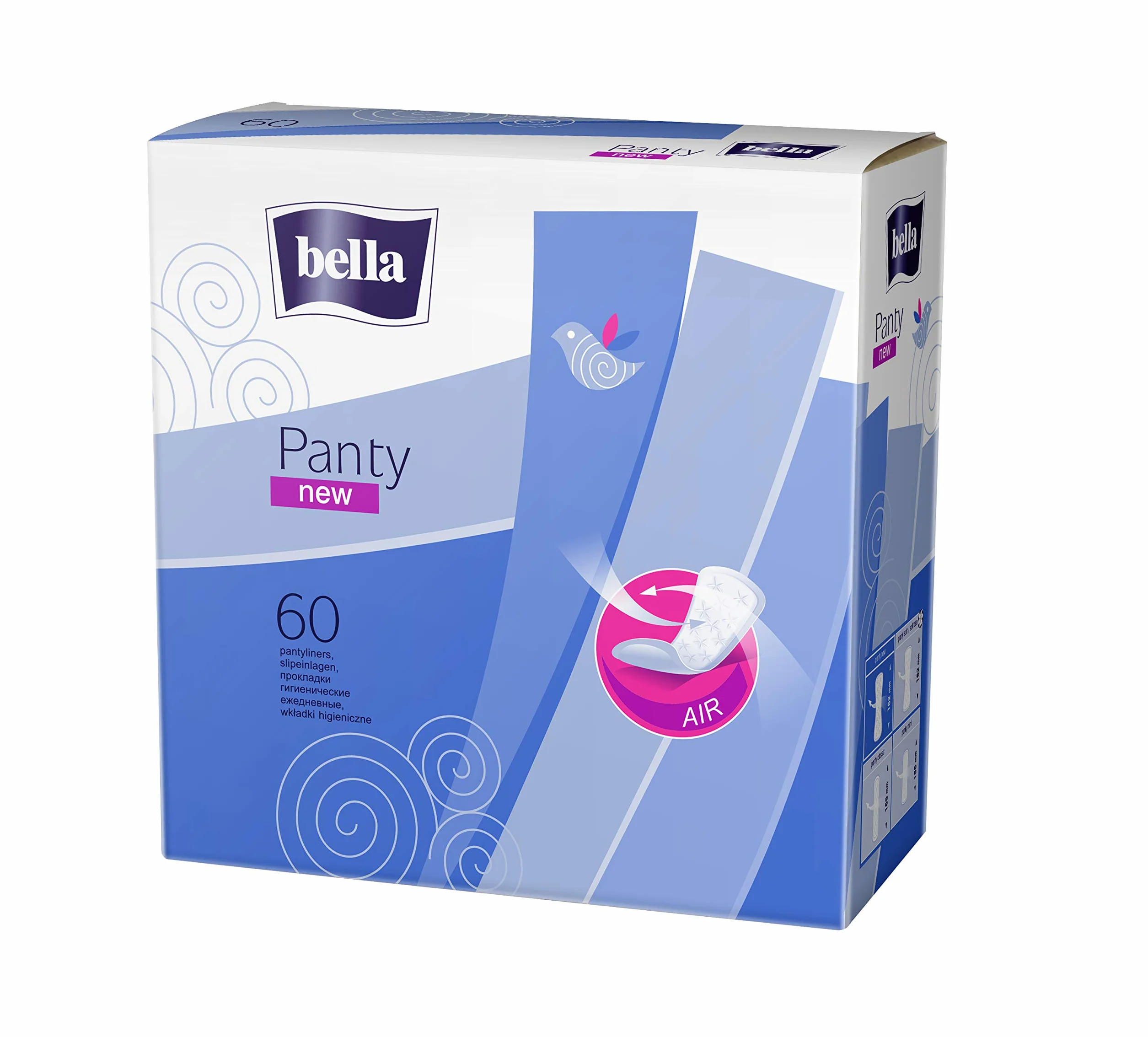 bella Panty Wkładki do slipów New: klasyczne wkładki, 3 sztuki (3 x 60 sztuk) przepuszczające powietrze dla idealnej ochrony