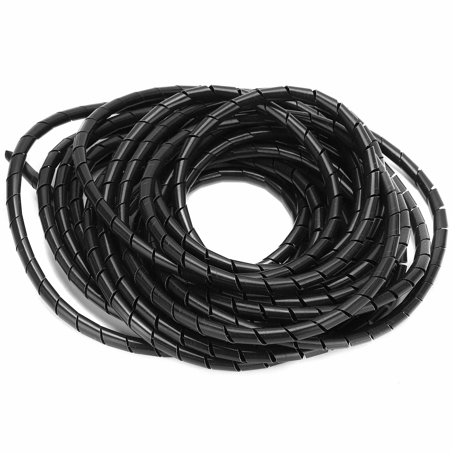 Elastyczny Organizer do Kabli, 10m, Spiralny Oplot Kablowy, 8mm, Czarny, PVC, do Sal Komputerowych i Biur