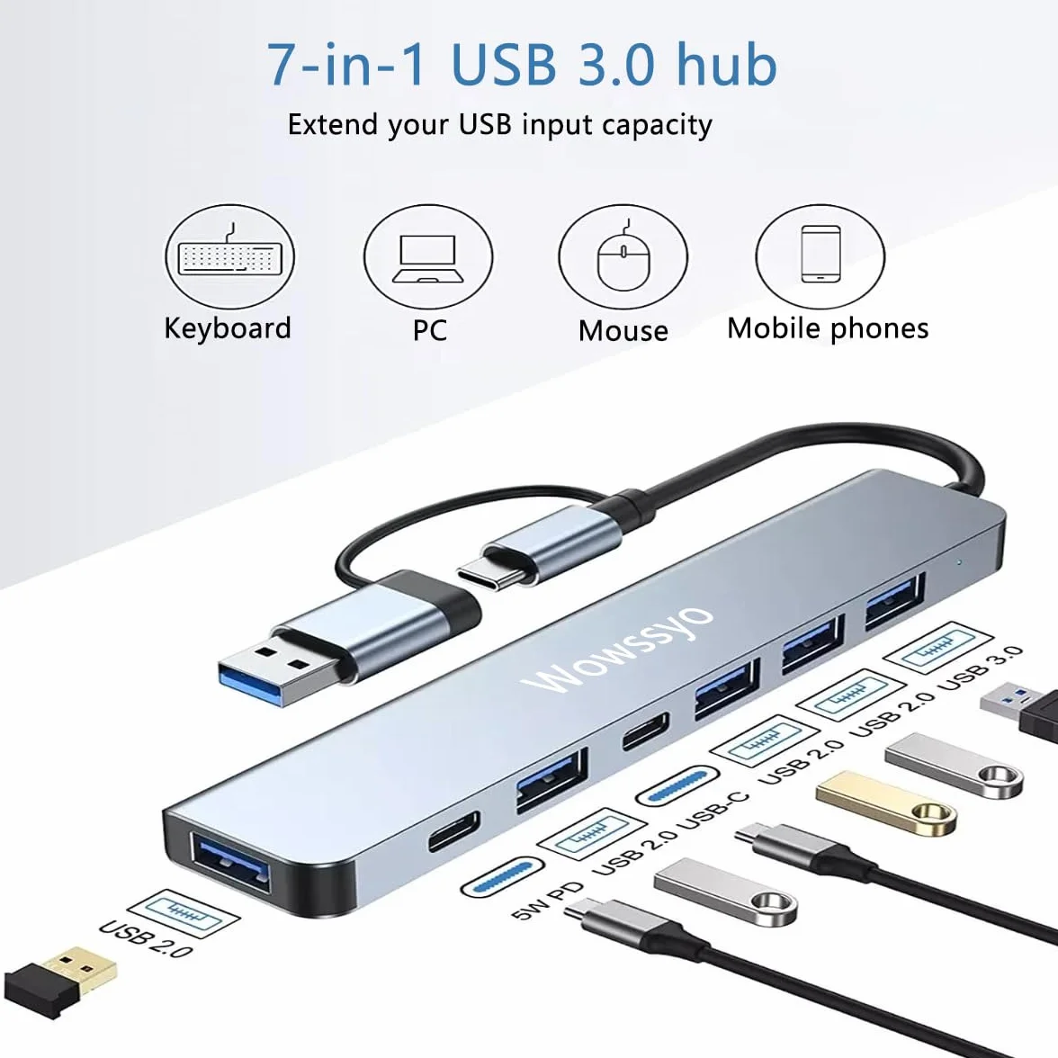 Stacja dokująca USB C 7w1 Multiport USB 3.0 MacBook M1 Air Pro Adapter
