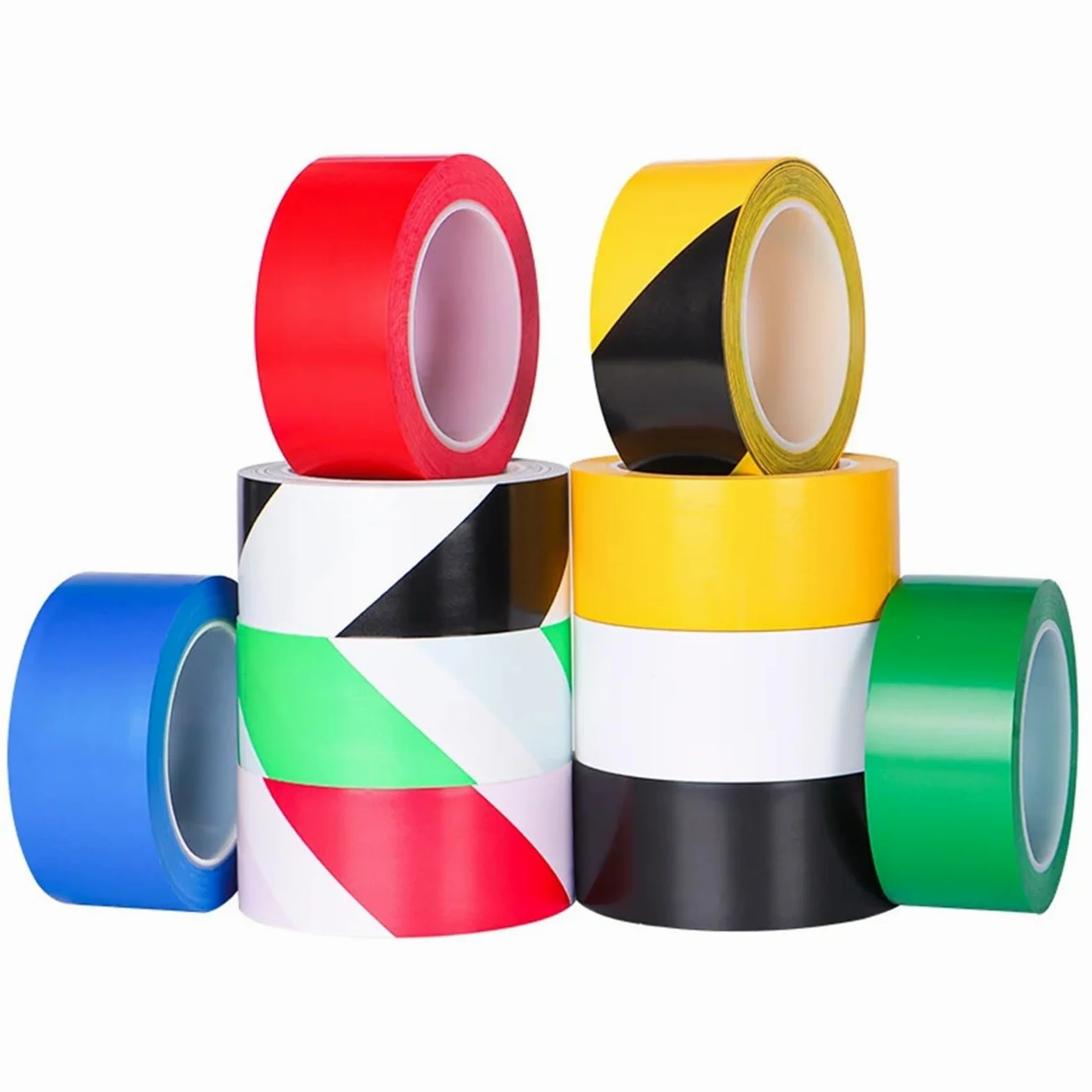Taśma ostrzegawcza żółta, Zestaw 2 wielokolorowych taśm ostrzegawczych z PVC do stopni podłogowych sali gimnastycznej w wielu rozmiarach(White,17M-0.15MM-20MM)