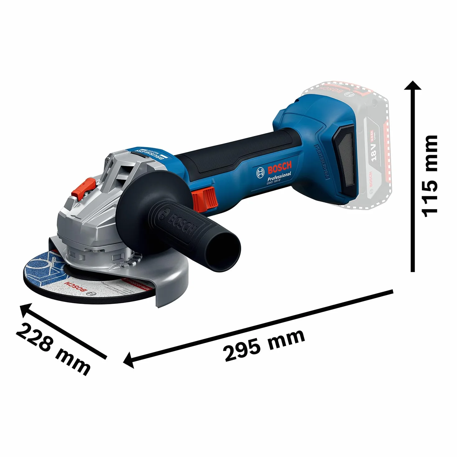 Bosch Professional 18 V firmy Bosch: akumulatorowa szlifierka kątowa GWS 18V-8 (Ø tarczy 125 mm, walizka L-BOXX)