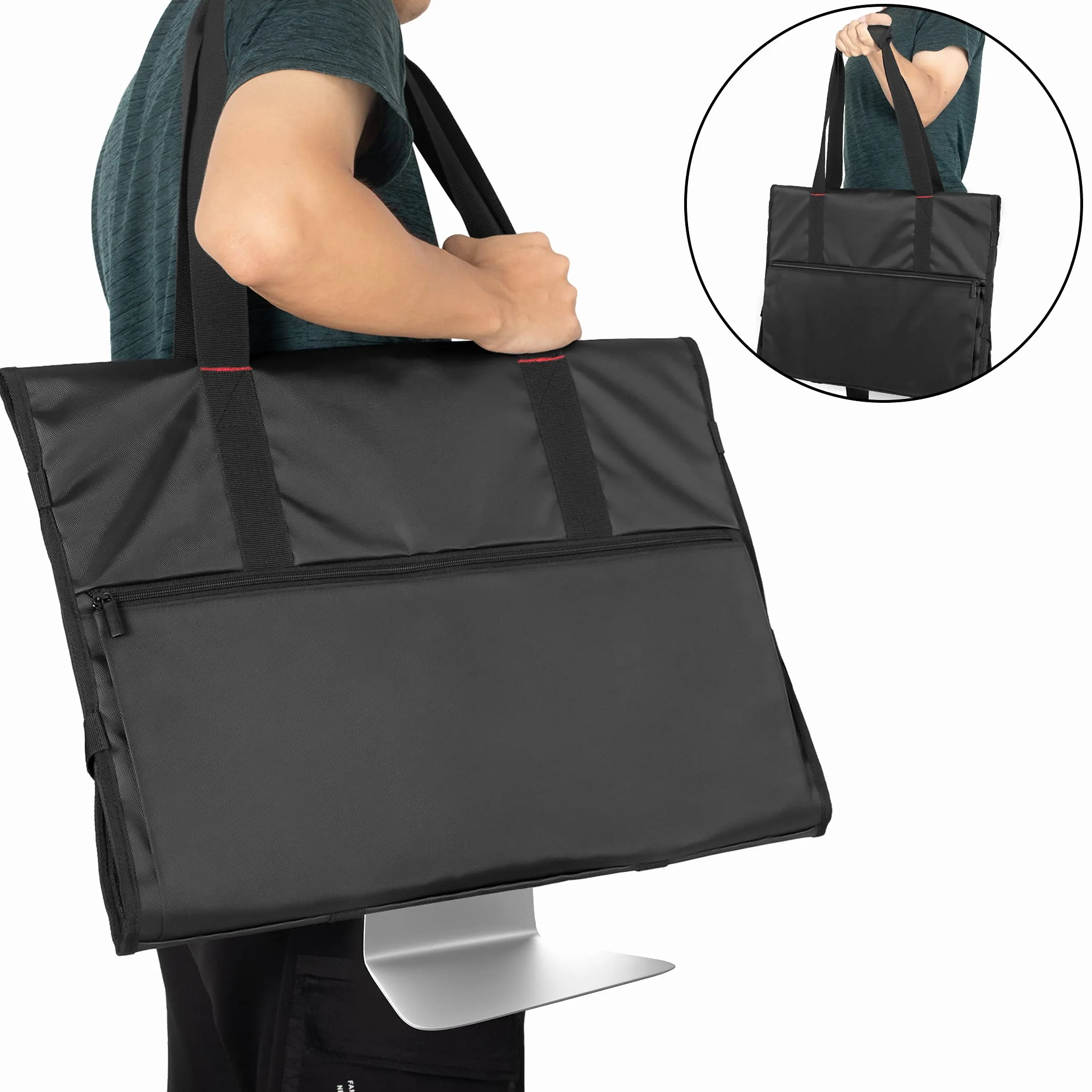 Trunab Etui na monitor kompatybilne z iMac 21,5'' 24'' Monitor 24'', pokrowiec ochronny ekranu torba-teczka do przechowywania komputera z kieszenią na akcesoria, czarna