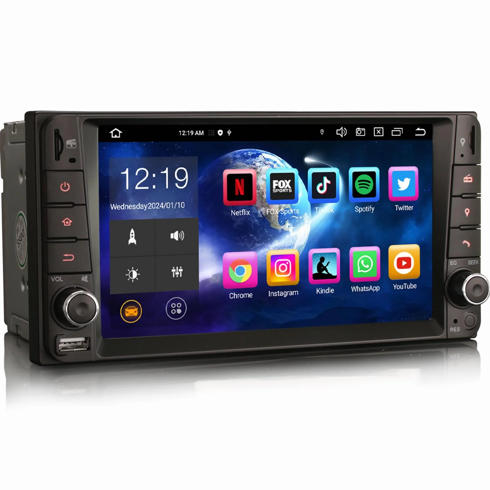 Erisin Radio samochodowe Android 14 8-rdzeniowe GPS 7 cali DAB+ CarPlay ekran dotykowy do Toyota Hilux RAV4 Corolla Prado Vios Land Cruiser