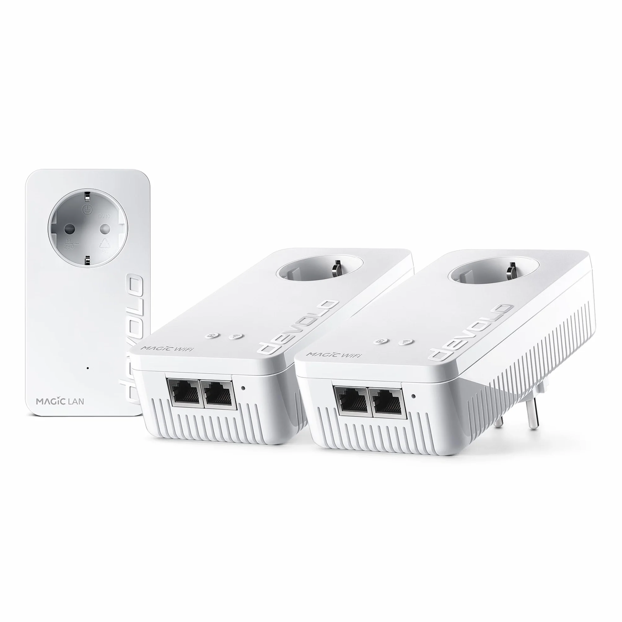 devolo 8831 Magic 2 WiFi 6 Multiroom Kit, adapter WiFi Powerline - do 2400 Mbps, złącze WiFi Mesh, 4X Gigabit LAN, punkt dostępowy, dLAN 2.0, biały