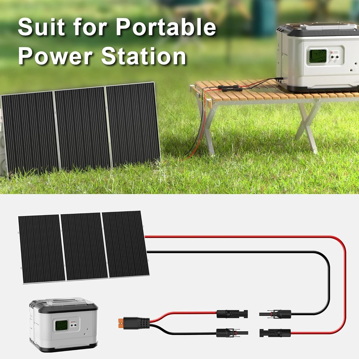 12AWG kabel solarny do generatora energii słonecznej/RV składany panel słoneczny/przenośna elektrownia (wtyczka XT60i, 5 stóp)