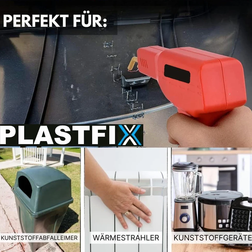 PLASTFIX spawarka do tworzyw sztucznych do spawania zderzaków, zestaw naprawczy do samochodu, plastikowa spawarka wraz z 200 klamrami spawalniczymi