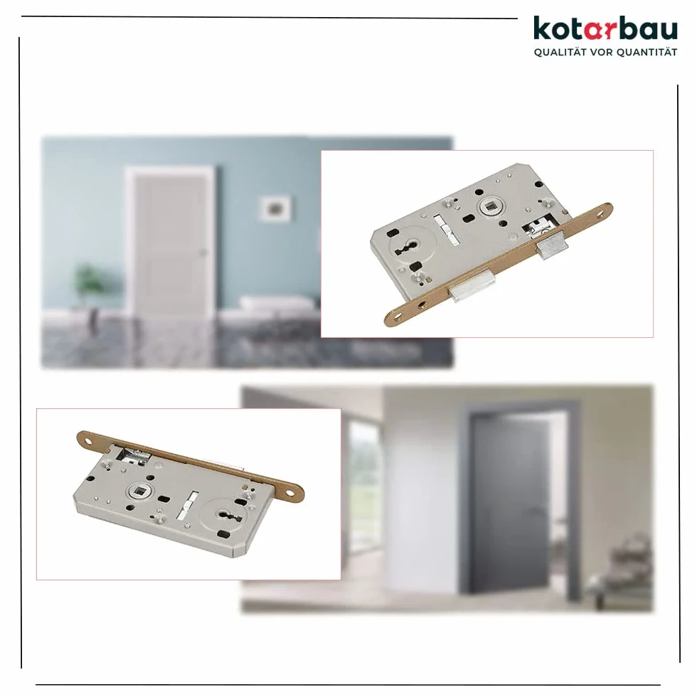 KOTARBAU® Zamek wpuszczany do drzwi wewnętrznych, 90 x 50 mm, wersja z blokadą uniwersalną z prawej i lewej strony