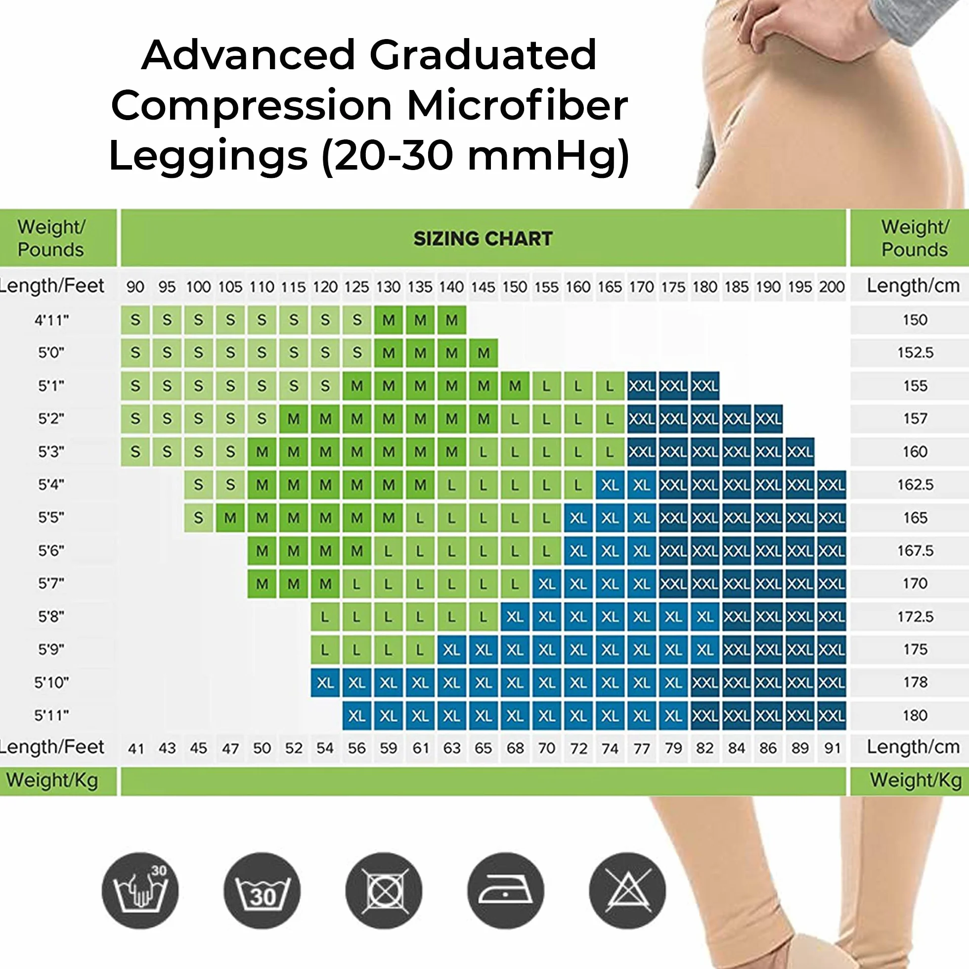 Terramed zaawansowane stopniowane legginsy kompresyjne damskie - 20-30 mmHg legginsy z mikrofibry bez stóp rajstopy
