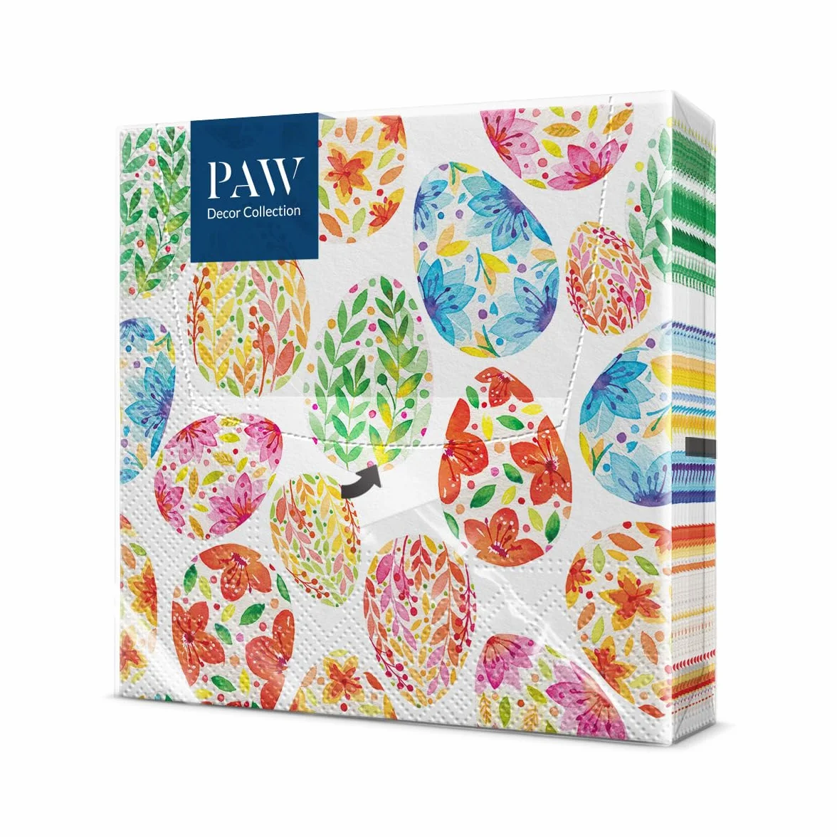 PAW - Serwetki papierowe 3-warstwowe (33 x 33 cm) I 20 sztuk I Idealne na Wielkanoc, imprezy, wiosnę i uroczystości I Dekoracja stołu Wielkanocne Kolorowe papierowe serwetki I Akwarela Jajka