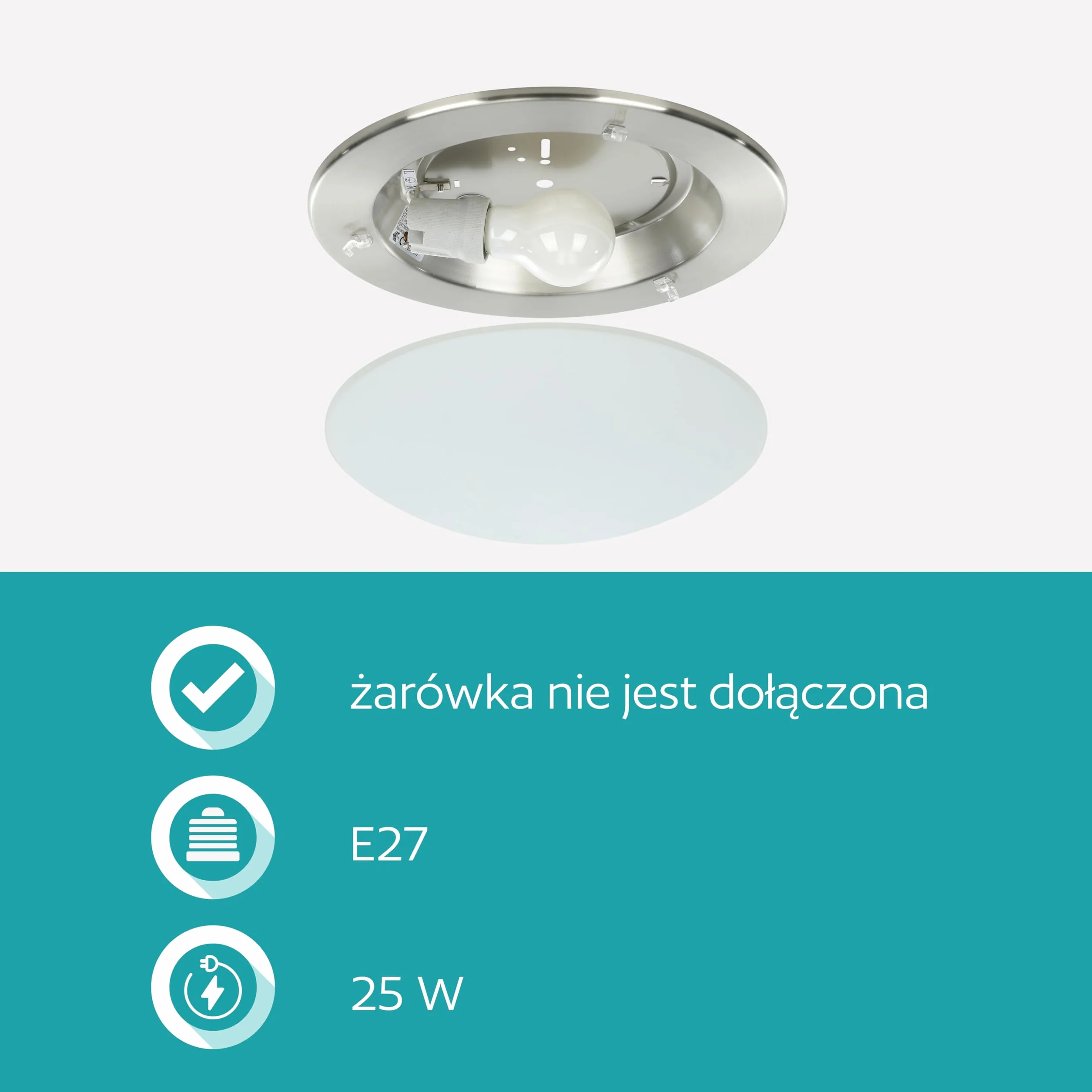 EGLO Lampa sufitowa Planet, 1 punktowa lampa sufitowa nowoczesna, lampa do salonu z metalu i szkła satynowanego, lampa kuchenna w kolorze matowo-niklowym, biała, lampa do korytarza, z oprawką E27