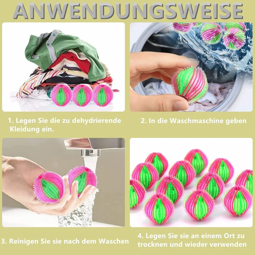 12 sztuk wielokrotnego użytku, do usuwania sierści zwierząt domowych, piłeczki do pralki, piłki do mycia, sierści zwierząt, łapki włosów, dostawa z workiem filtrującym, różowe