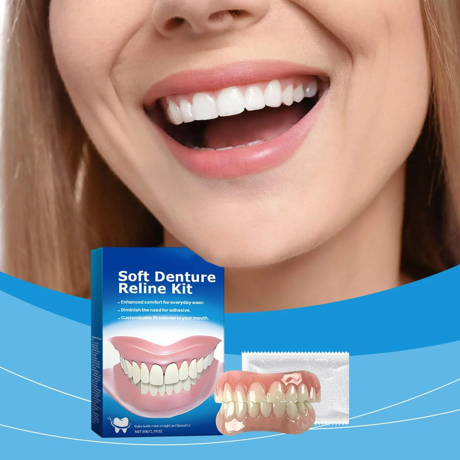 Denture Silicone Reline Kit - Silicone Reline Kit for Dentures - PerfectFit Denture Reline for Customized Comfort - For Women and Men(3 pcs)
