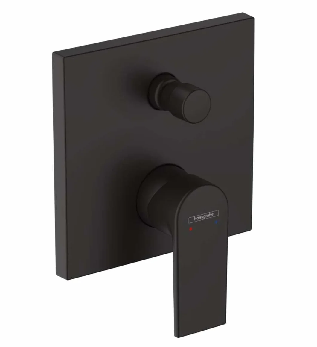 hansgrohe Vernis Shape - bateria wannowa podtynkowa do 2 odbiorników, armatura łazienkowa do iBox universal, jednouchwytowy kran wannowy, czarny matowy, 71468670